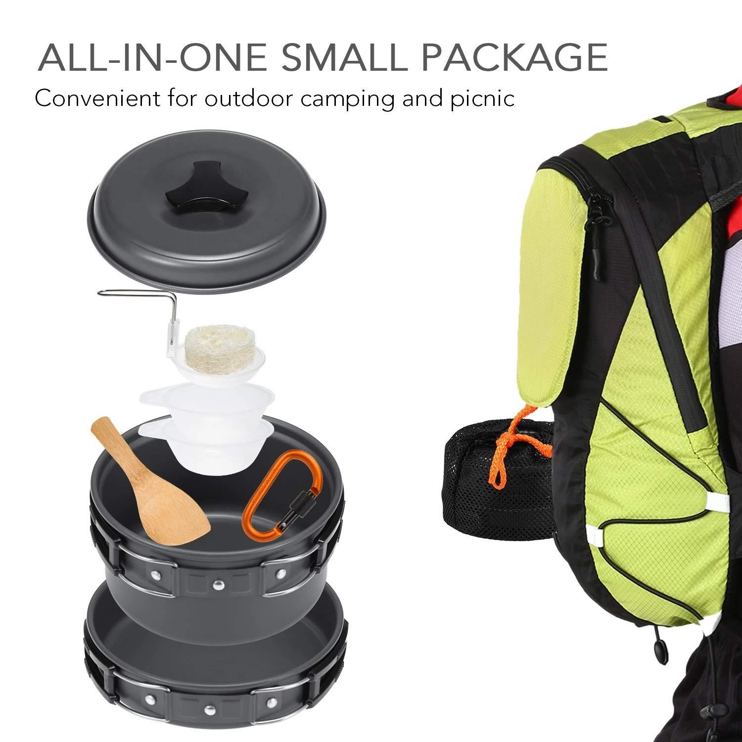 OUTPFTS OUTPFTS 10pcs Camping Cookware Mess Kit Camping Pot Pan Bowl Cookset Outdoor Cooking Equipment Pot Pan Bowls Backpacking Hiking Gear