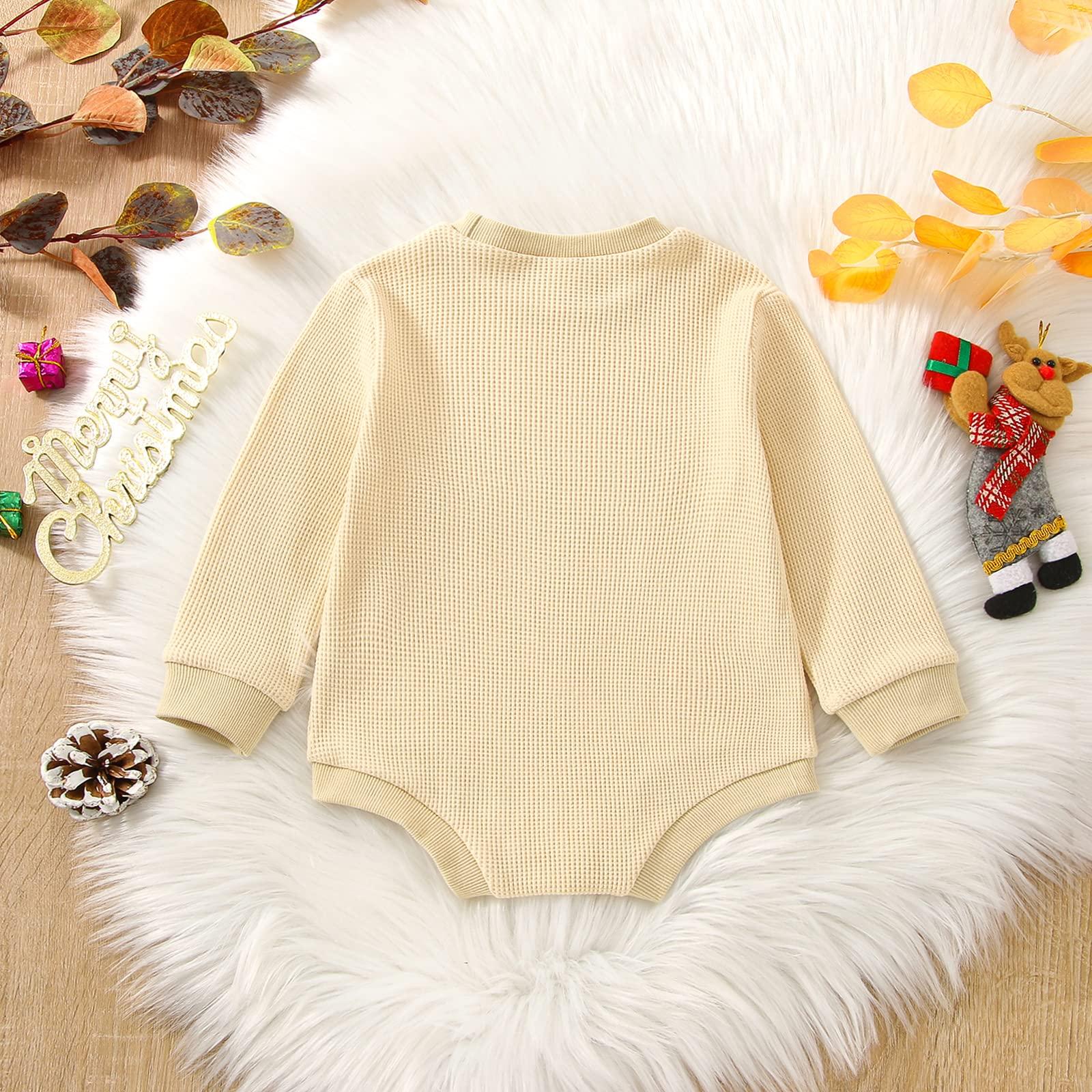Kuriozud Kuriozud Newborn Baby Boy Girl Christmas Outfit Cute Santa Sweatshirt Romper Oversized Sweater Tops Fall Winter Clothes (Sorry Santa I drink milk, 3-6 Months)