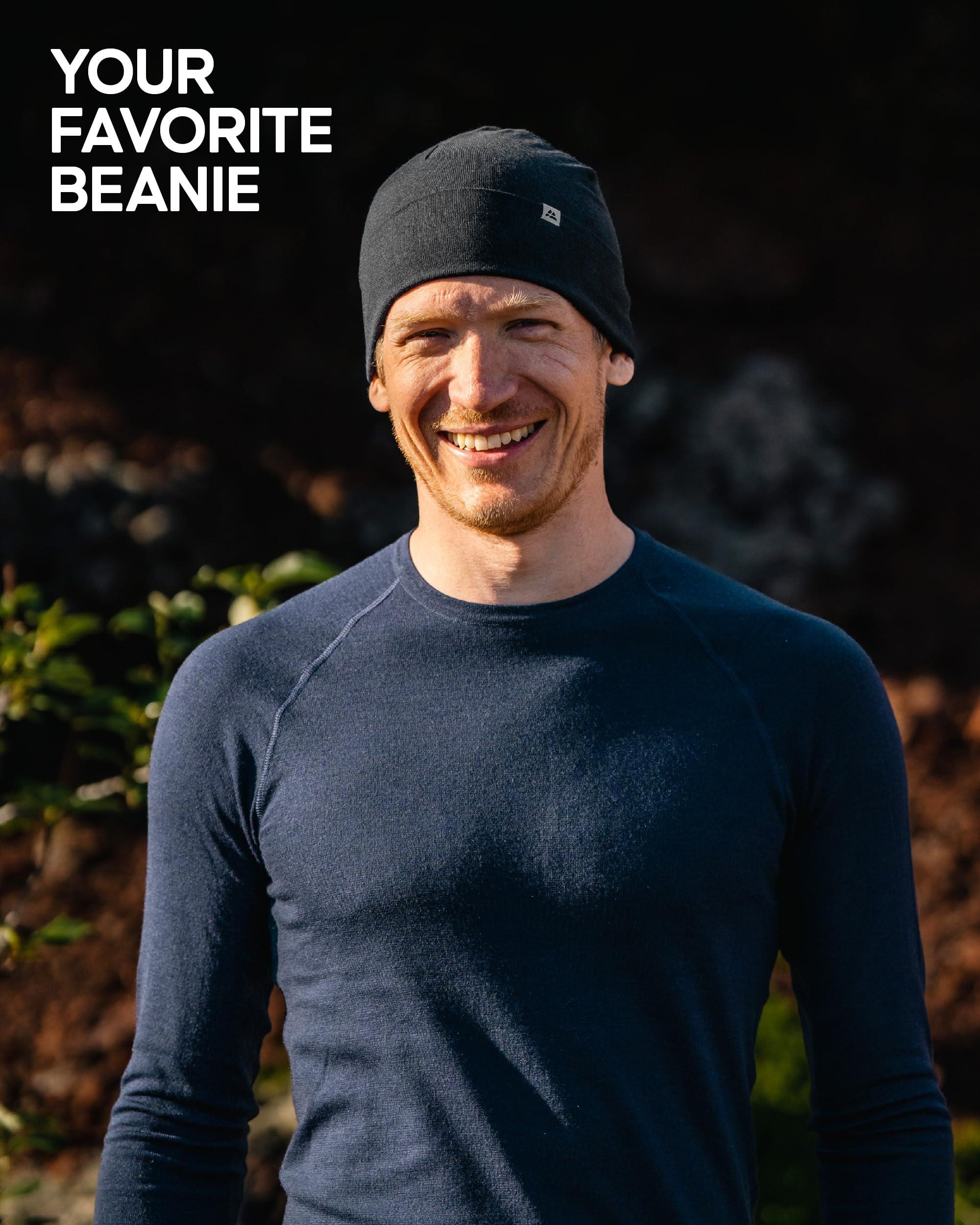 DANISH ENDURANCE DANISH ENDURANCE Lightweight Merino Wool Beanie for Men & Women, Thermal Hat, Black, One Size