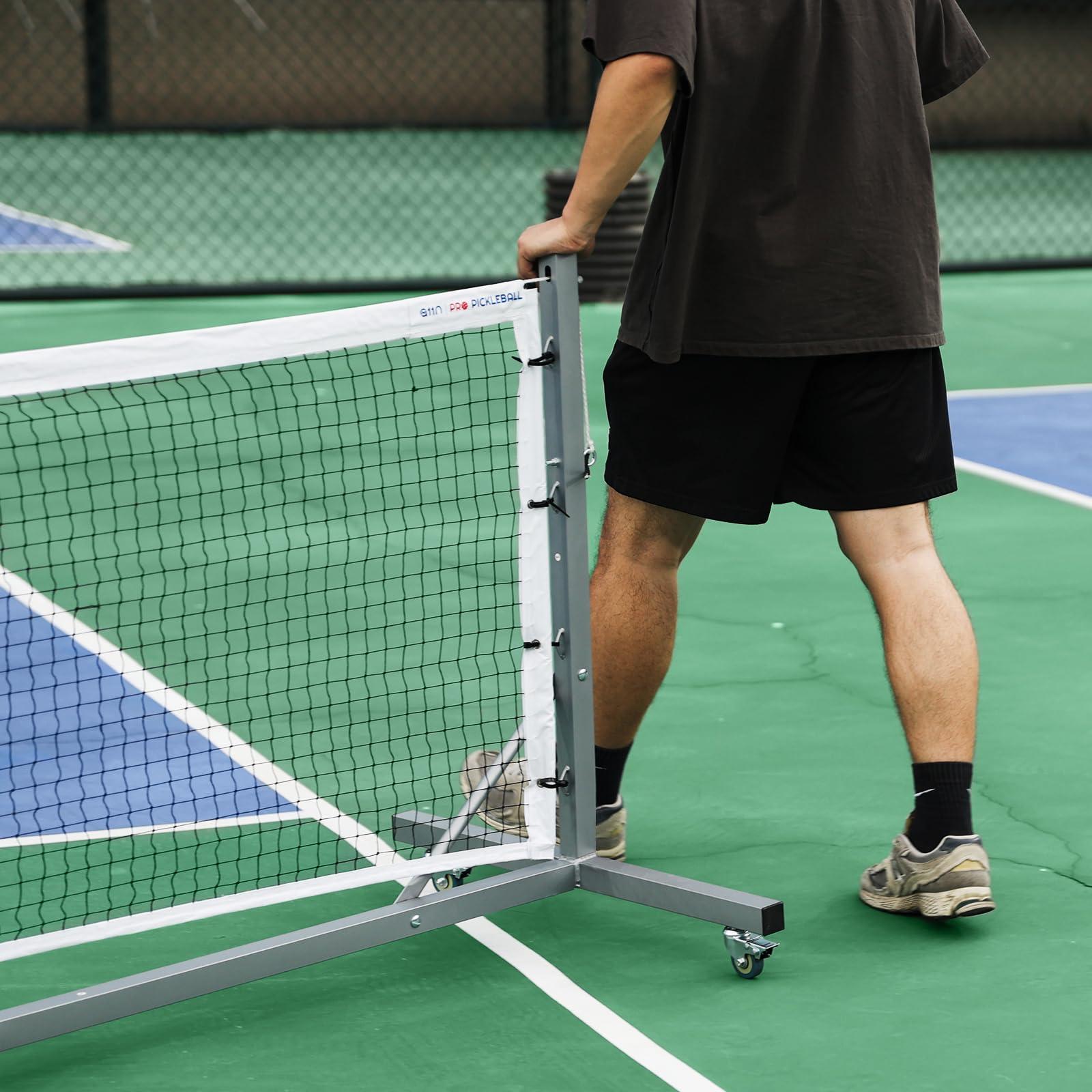 A11N SPORTS A11N Pro Pickleball Net with Wheels and Hand Winch, Tournament Regulation Size, Anti-Sag Design, Perfect for Outdoor Court & Indoor Gym Floor