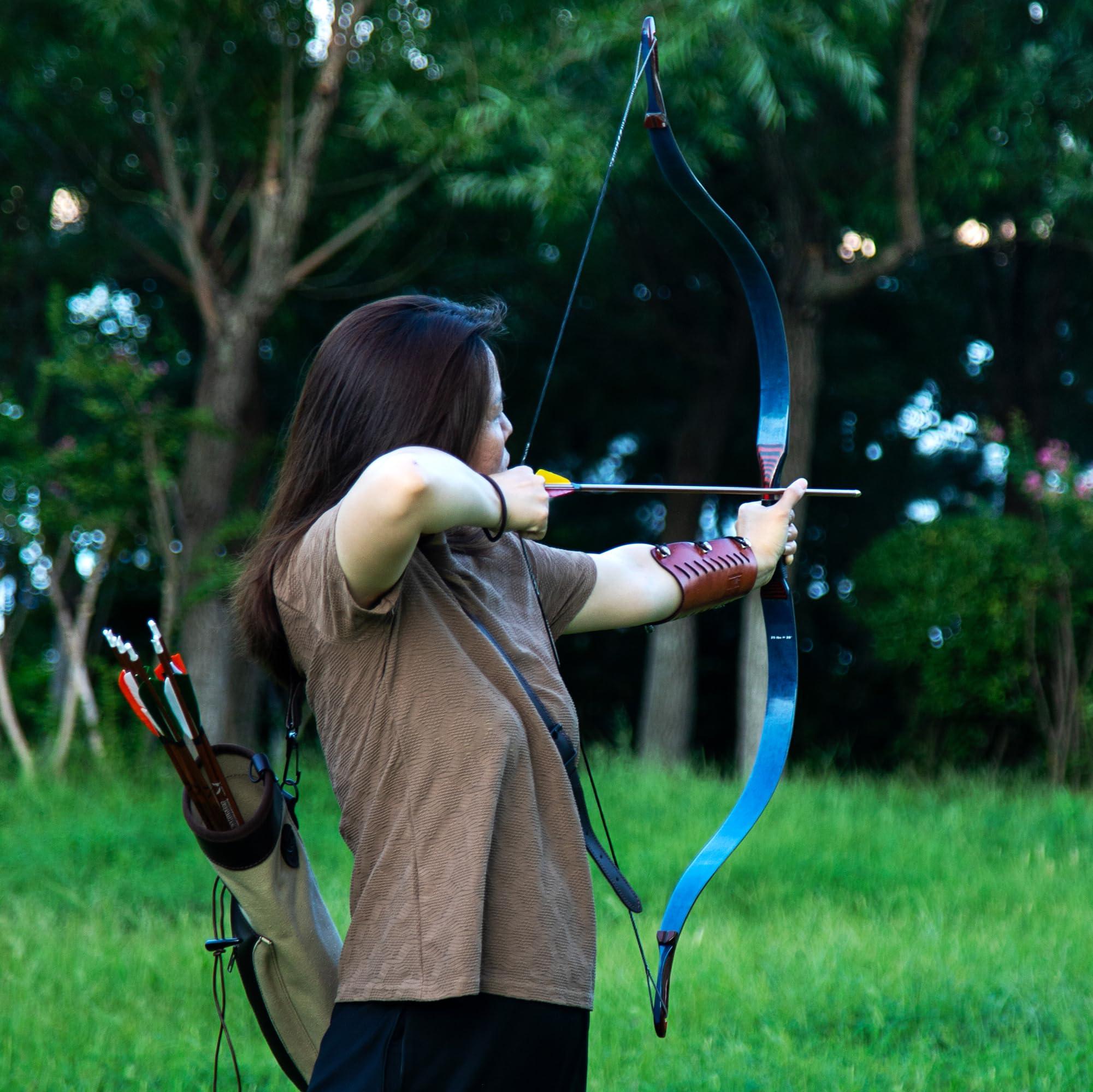 Deerseeker Outdoor Deerseeker Archery 52" Recurve Bow Traditional Longbow Handmade Tatar Horsebow Set Ambidextrous Bows for Adults & Youth Practice Target Shooting 20-80lbs