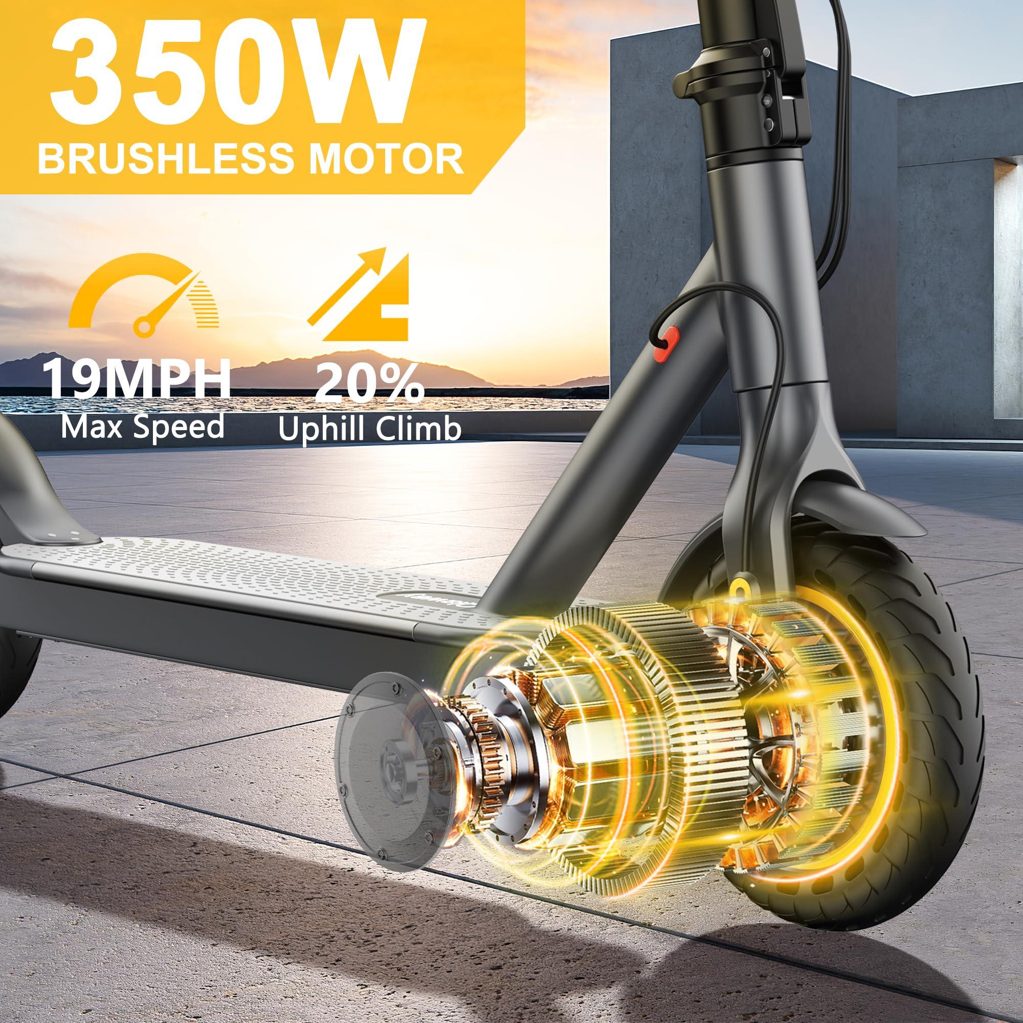 Qlaway Qlaway 8.5" Aluminum Alloy Frame E Scooter for Adults 20 MPH Sport Escooter 350W Motor, Electric Scooter Up to 22 Miles Range, Bearing 265 LBS/APP Control-Yellow