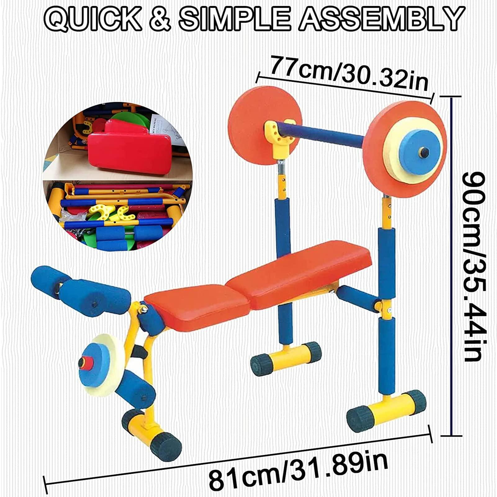 QBDGXFC Kids Weight Bench Set, Kids Toy Bench and Leg Press, Adjustable Fitness Exercise Equipment for Children, Children's Fitness Dumbbell Set for Beginner Exercise, Fitness Dumbbell Set Exercise Equipment, Bench and Leg Press, Boys and Girls Exercises Age