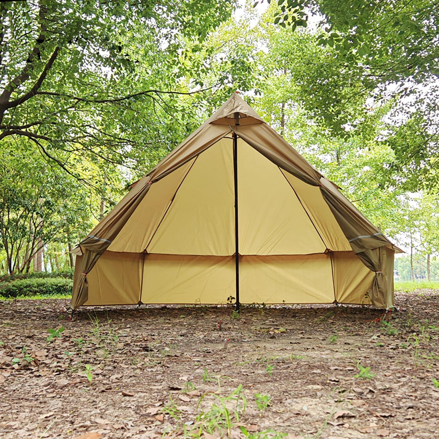 SECTORWING SECTORWING Backpacking Hot Tent with Stove Jack, Lightweight 4 Season Yurt Without Floor, 210T Waterproof House for 1-3 Person Hiking, Camping, Outdoor Hunting, Weight 6.6lb(Brown 3.2m)