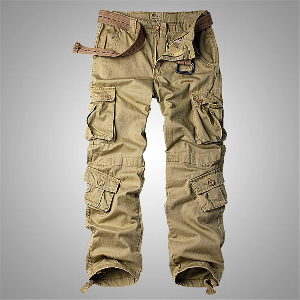 KEHAIOO KEHAIOO Men\'s Cotton Military Cargo Pants, 8 Pockets Casual Work Combat Trousers, Military Army Camo Cargo Pants Plus Size Black XL