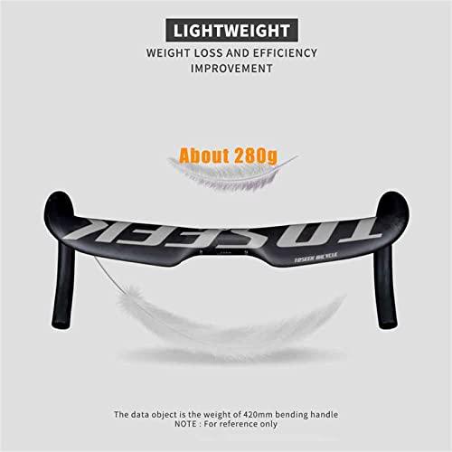 GXMCLCY 31.8mm Aero Bent Handlebar Ultralight Road Bike Carbon Fiber Handlebars Drop Handlebars UD Matting/Matte 400/420/440mm Bike Parts for Road Bike,Black,440mm