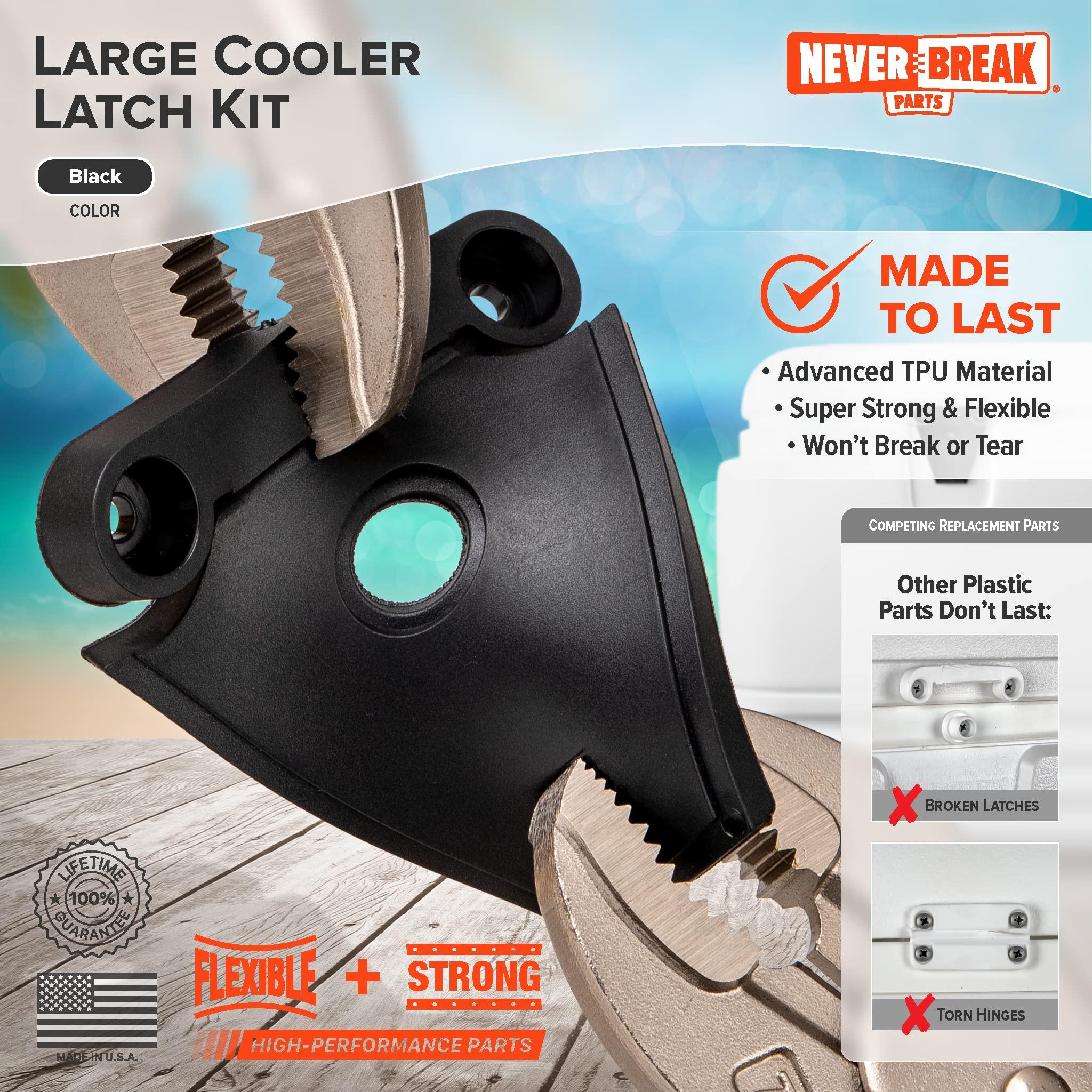 NeverBreak Parts NeverBreak Parts - 2 Pack Black Igloo Cooler Replacement Latches | Igloo Cooler Replacement Parts Kit Includes Posts and Screws | High Strength Ice Chest Repair Kit