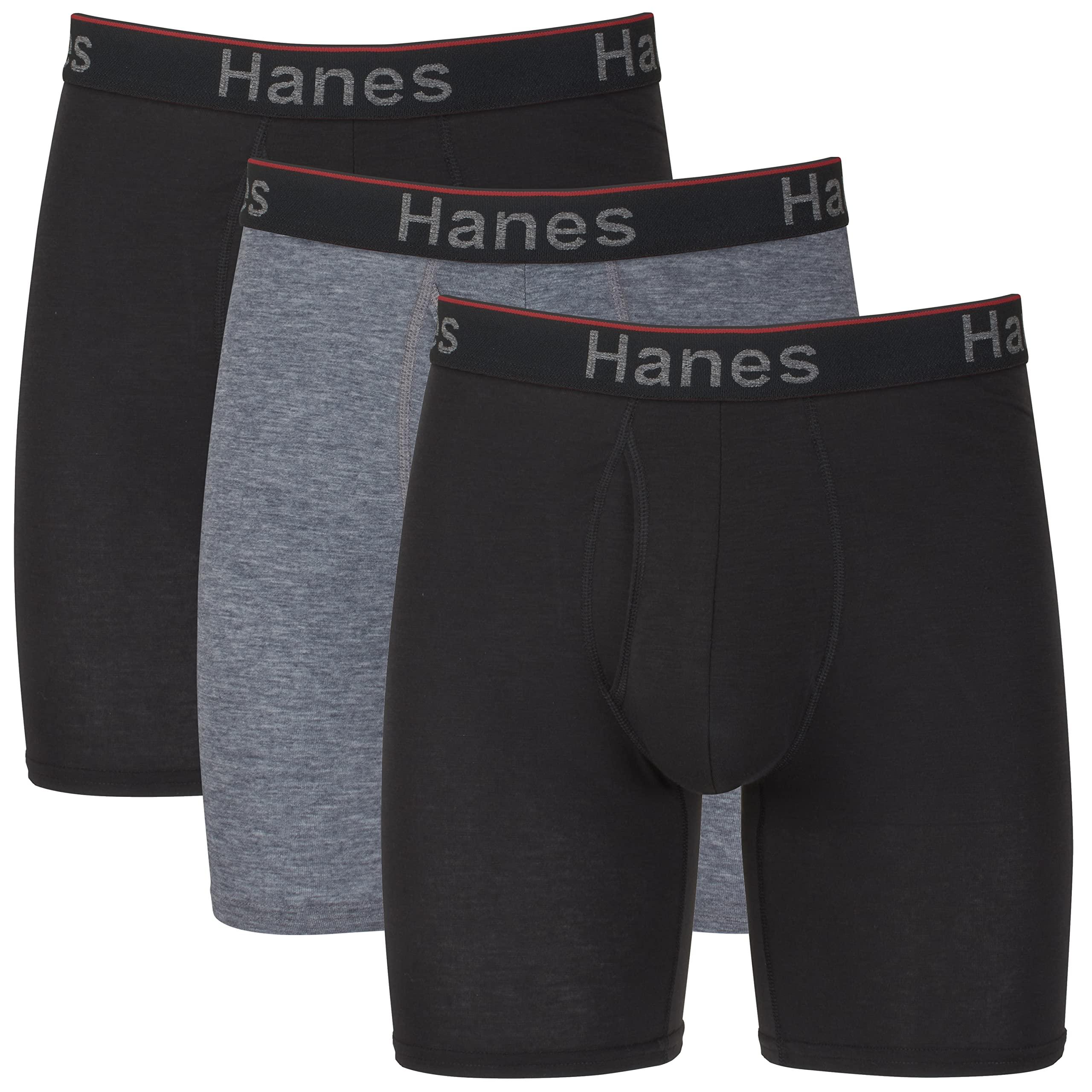 Hanes Hanes Total Support Pouch Men's Boxer Briefs Pack, Anti-Chafing, Moisture-Wicking Underwear, Odor Control (Reg or Long Leg)