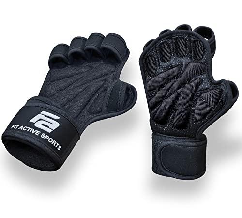 Fit Active Sports Fit Active Sports Ventilated Weight Lifting Gloves with Built-in Wrist Wraps, Workout Fingerless Gloves for Men and Women, Suitable for Gym Fitness, Cross Training, Etc | Large