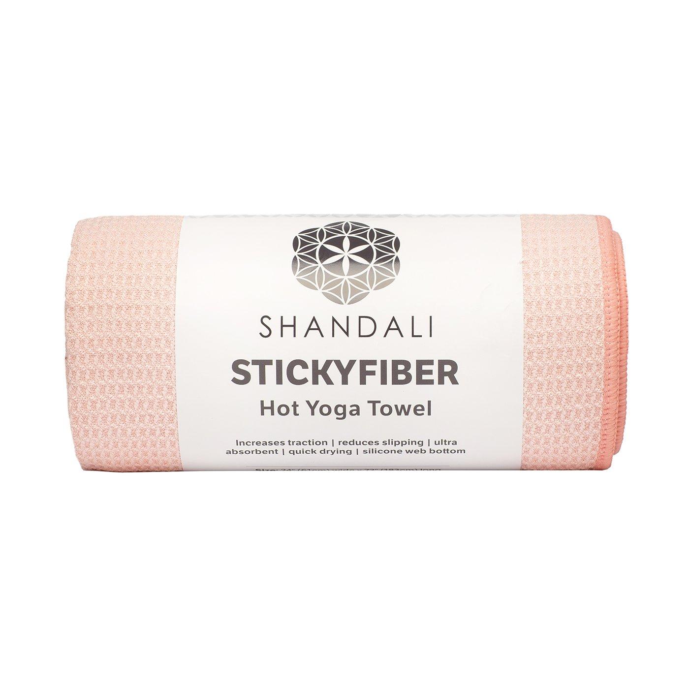 Shandali Shandali Hot Yoga Towel - Stickyfiber Yoga Towel - Mat-Sized, Microfiber, Super Absorbent, Anti-Slip, Injury Free, 24" x 72" - Bikram Yoga Towel - Exercise, Fitness, Pilates - Sakura Pink