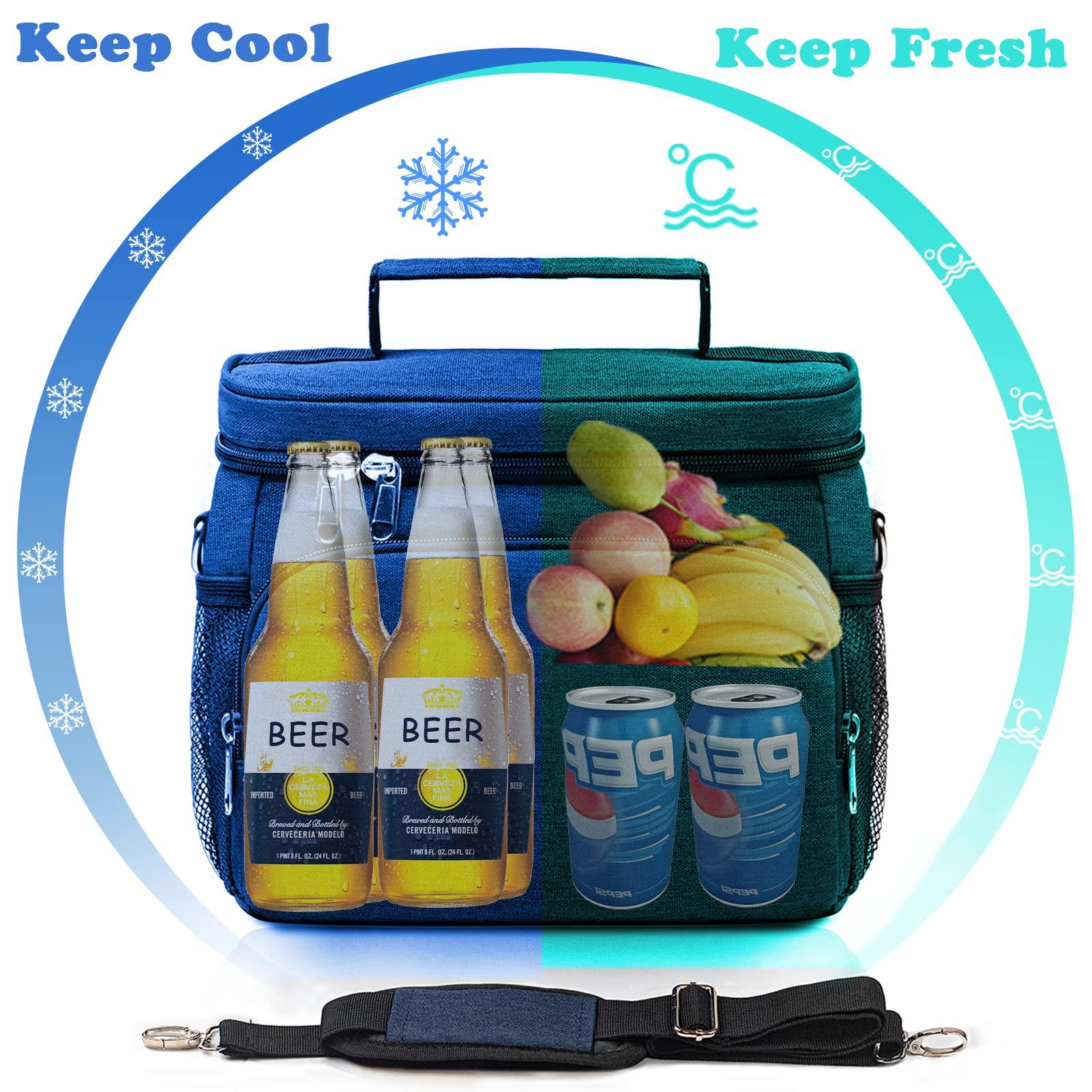 TuErCao TuErcao Cooler Bag - Leak Proof Portable Collapsible Soft Cooler Ice Chest for Beach Hiking Picnic Camping Travel Cooler for Car Road Trips, Lunch Box Cooler for Men Work Hieleras para Trabajo, Blue