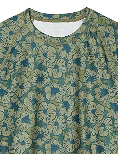 Amazon Essentials Amazon Essentials Men's Slim-Fit Short-Sleeve Quick-Dry UPF 50 Swim Tee, Olive Hibiscus Flower, X-Small