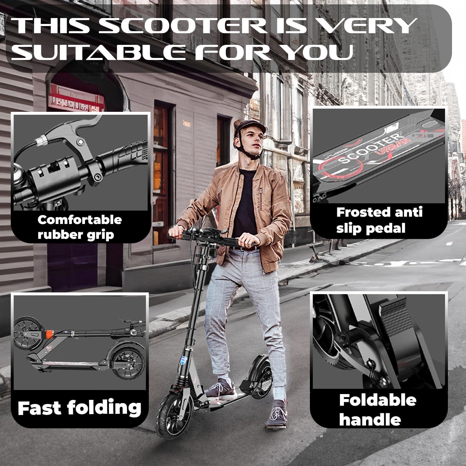 CUIOT CUIOT Kick Scooter for Kid Ages 6+,Teens & Adults - Max Load 300 LBS, 4 Adjustable Levels, 200mm Big Wheel Scooter - FoldingLightweight, Aluminum, Indoor and Outdoor Scooters, Bearing ABE,Black