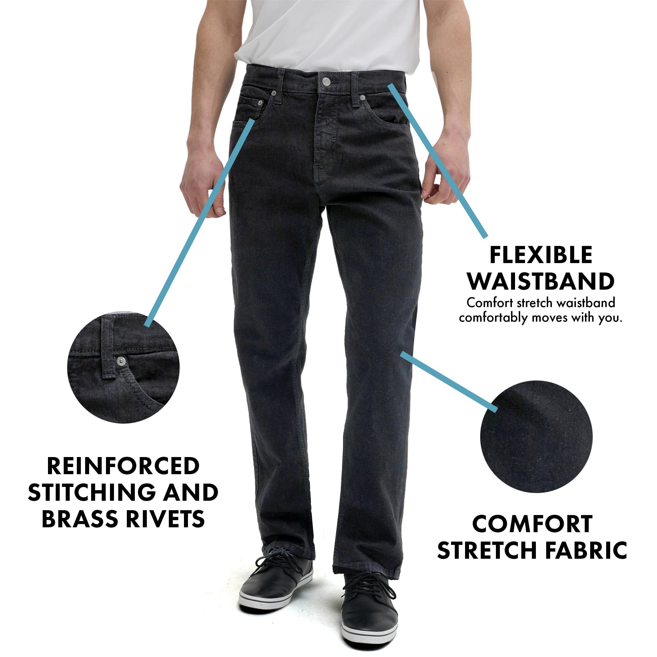Urban Star Urban Star Mens Jeans Relaxed Fit Straight Leg Stretch Jeans for Men Ultimate Comfort Superflex Pants Black 34W x 34L