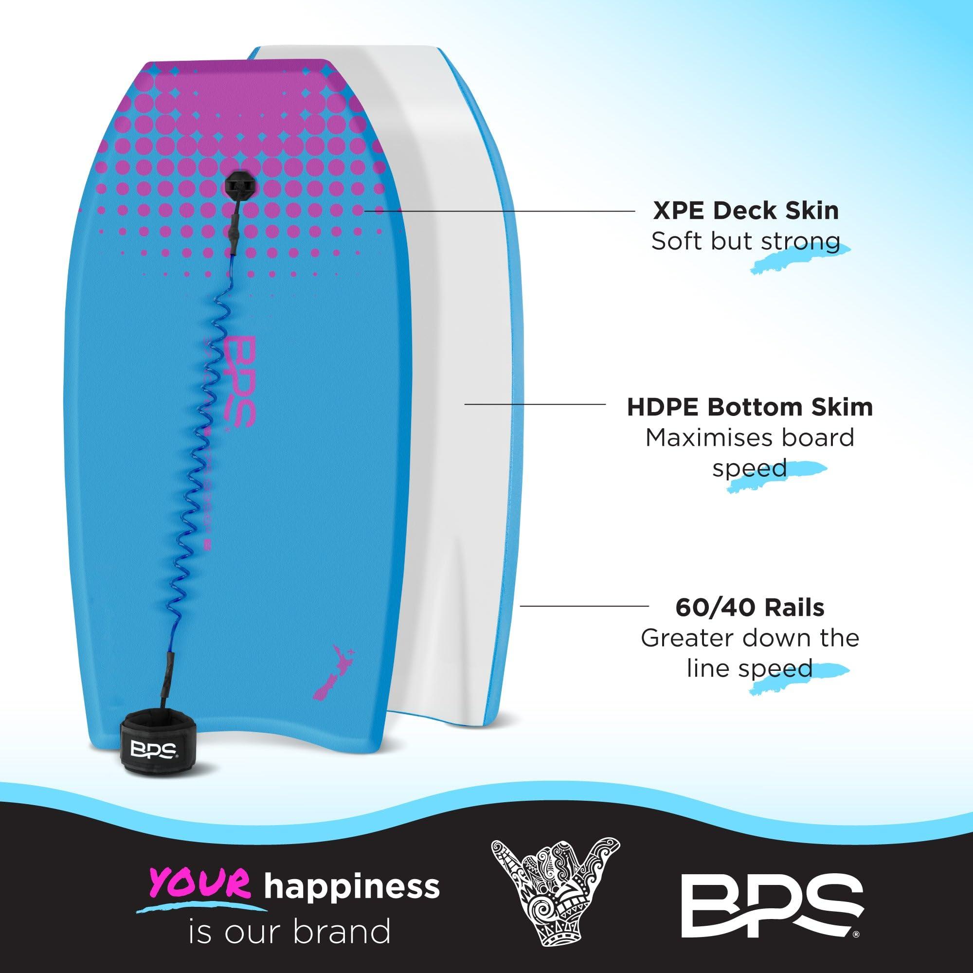 BPS BPS Storm 33\" Bodyboard - Includes BPS Premium Coiled Leash (Single Board) (Blue , Purple)