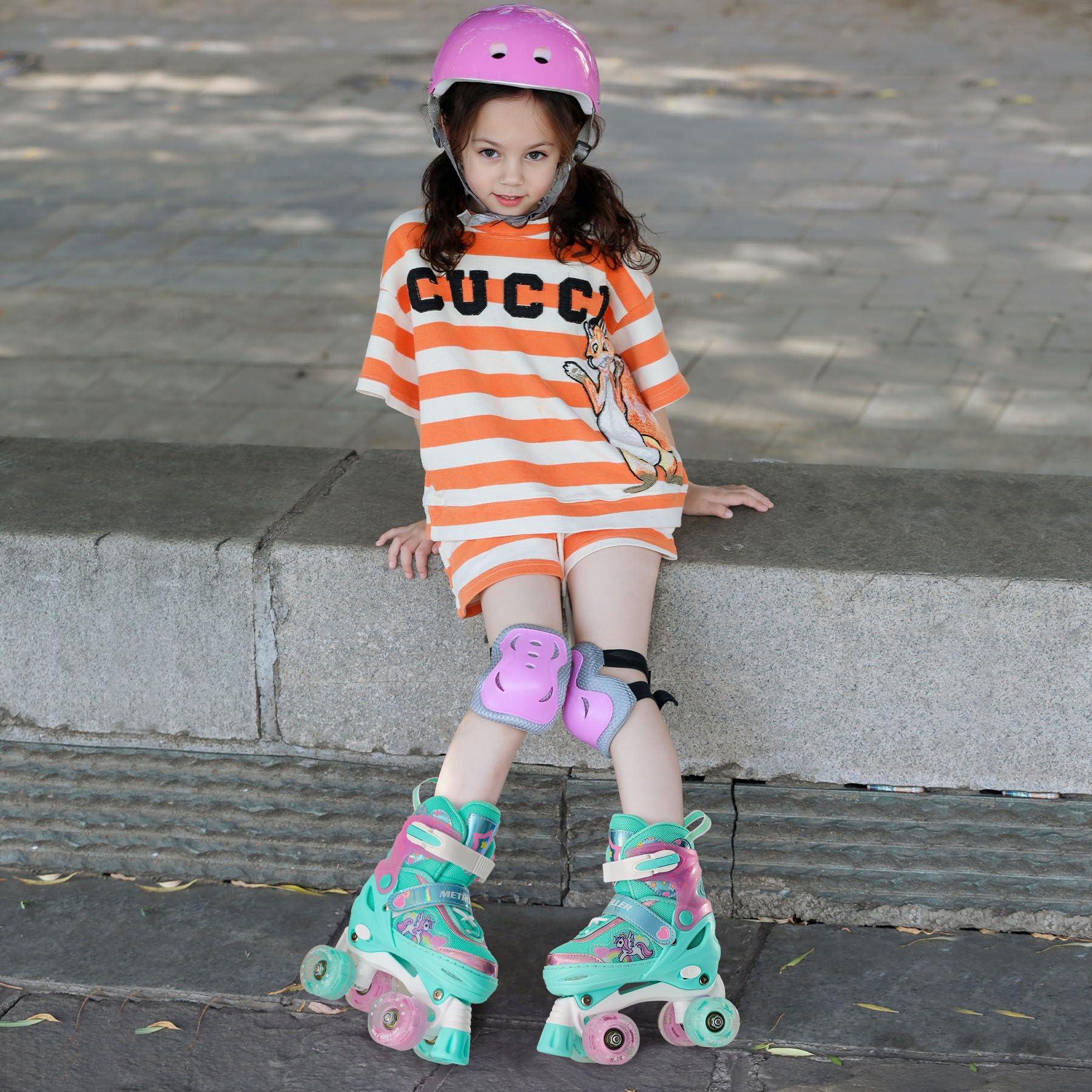 METROLLER METROLLER Kids Roller Skates Girls Ages 4-6 5-8 8-12 Adjustable Toddler Roller Skates Shining Wheels Little Unicorn Sports Outdoors