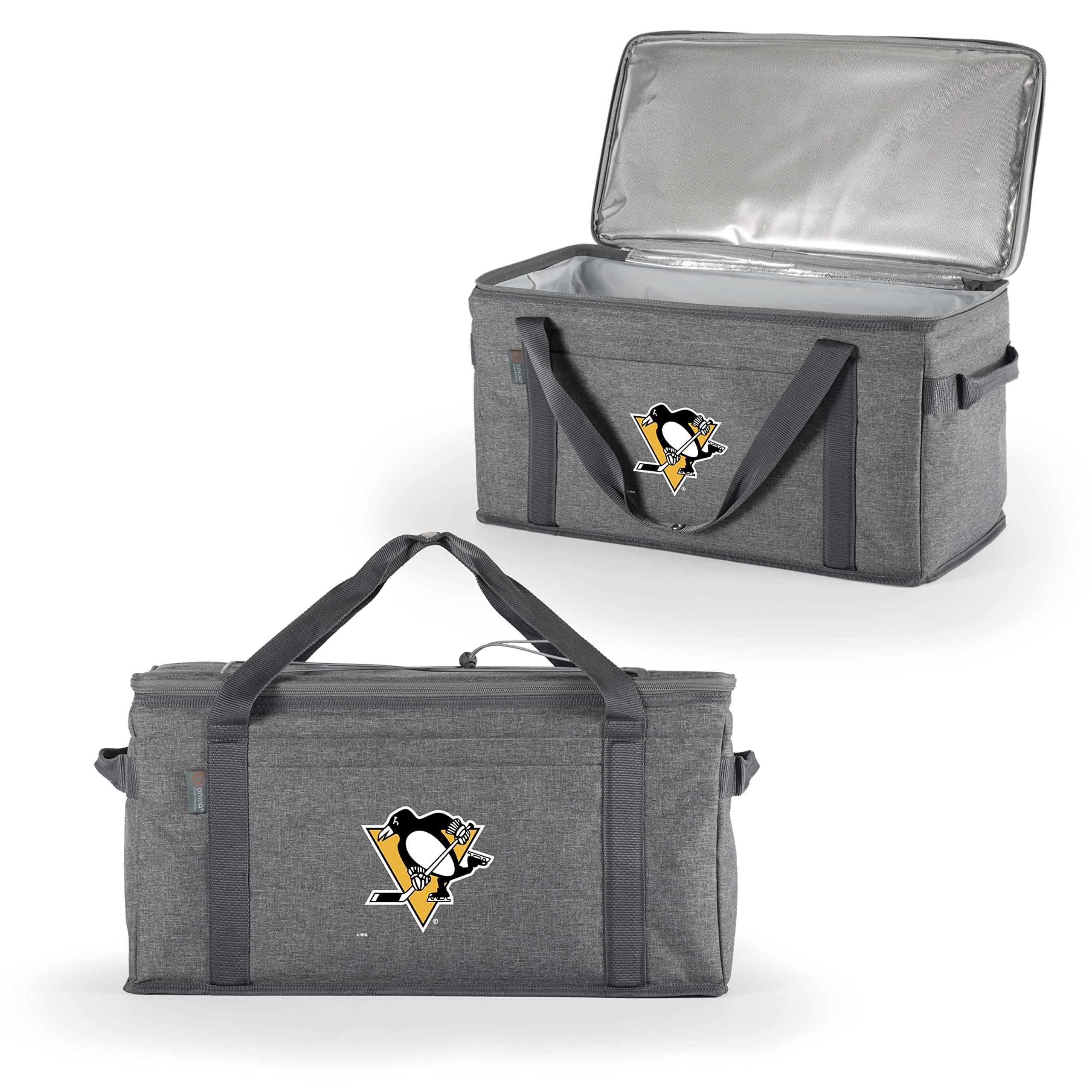 PICNIC TIME PICNIC TIME NHL Pittsburgh Penguins 64 Can Collapsible Cooler, Large Insulated Soft Cooler Bag, Portable Beach Cooler with Shoulder Strap, (Heathered Gray)