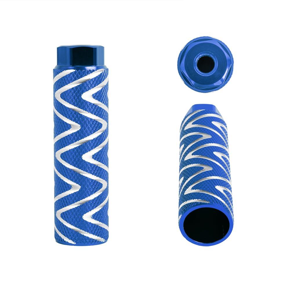 KINSPORY KINSPORY 4PC Bike Pegs for 3/8 inch Axles, Aluminum Alloy Anti-Skid BMX Bicycle Pegs for Mountain Bike Backseats Stands Cycling Rear Stunt Pegs (W' Blue)