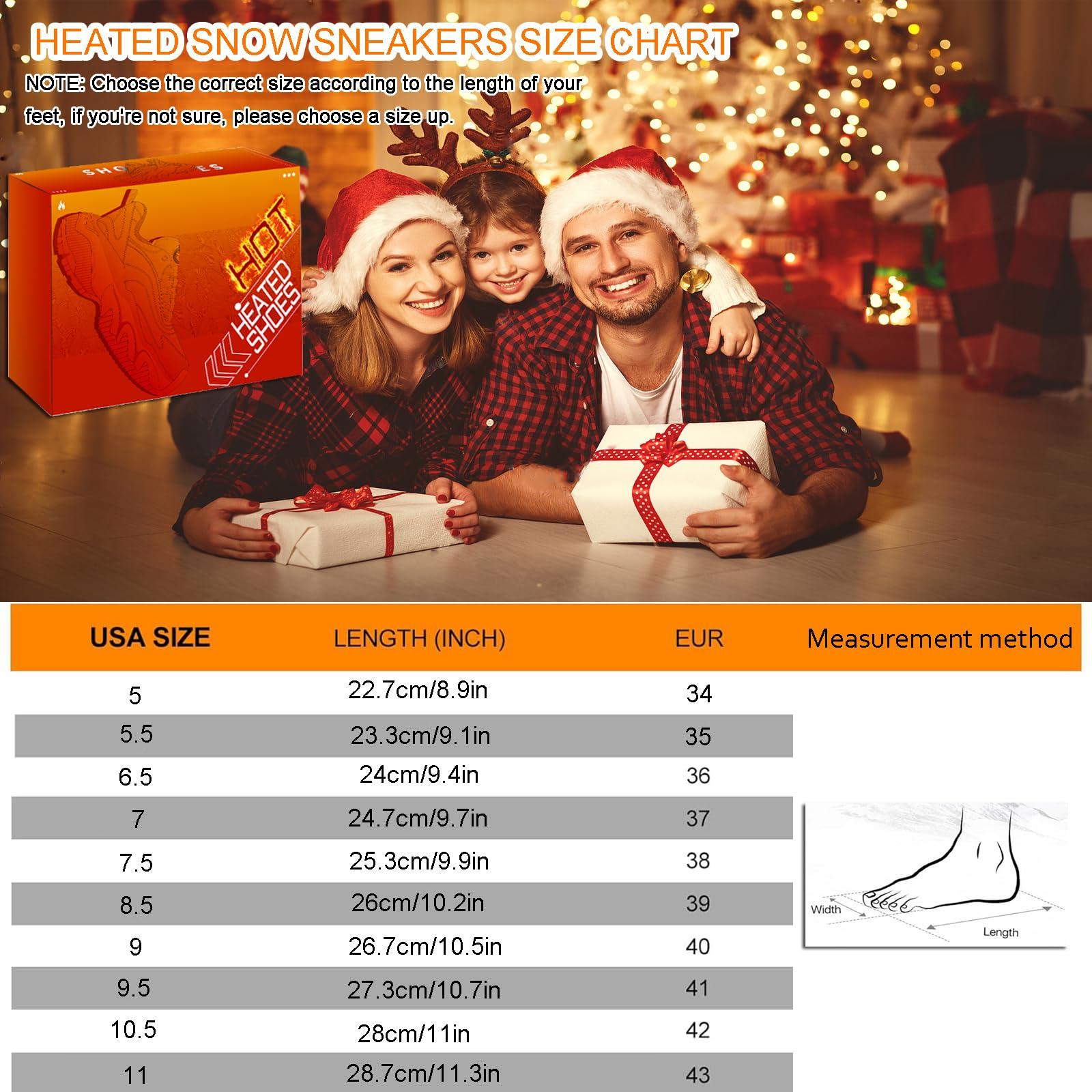 Heizung.shoes Heated Shoes for Men Rechargeable, Heating Sneakers for Women, 4000mAh Electric Self Heating Shoes Up to 20 H, Camping Foot Warmers for Outdoors Work Fishing Hunting Skiing Cycling (Black, 7)