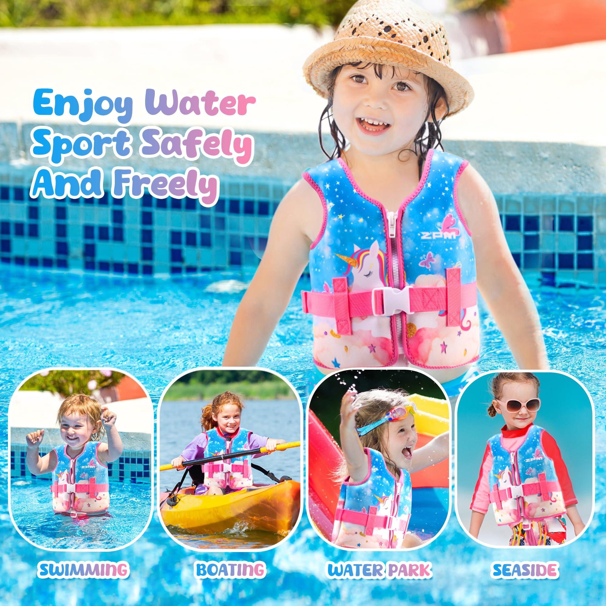 2PM SPORTS 2PM SPORTS Toddler Swim Vest for 20-50 lbs Kids Float Jacket with Adjustable Safety Strap for Girls Boys 2 3 4 5 6 Years Old Premium Buoyancy Neoprene Children Swimming Floaties