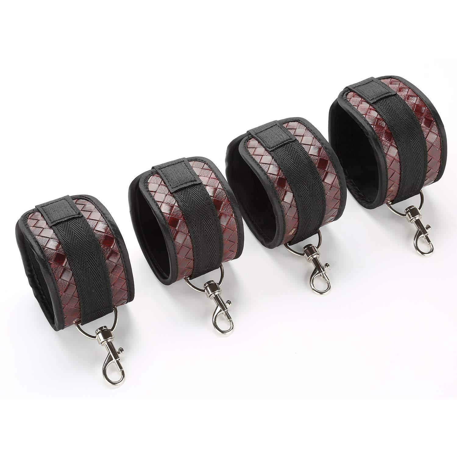 EXREIZST EXREIZST Black Expandable Spreader Bar with 4 Brown Adjustable Leather Straps Set Sports Aid Training Kit (Black and Brown)
