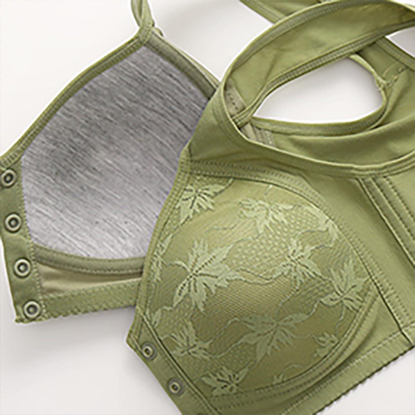 asntrgd Daisy Bras for Women Plus Size Wireless Front Button Closure Lace Bra Push Up Full Support Breathable Bralettes