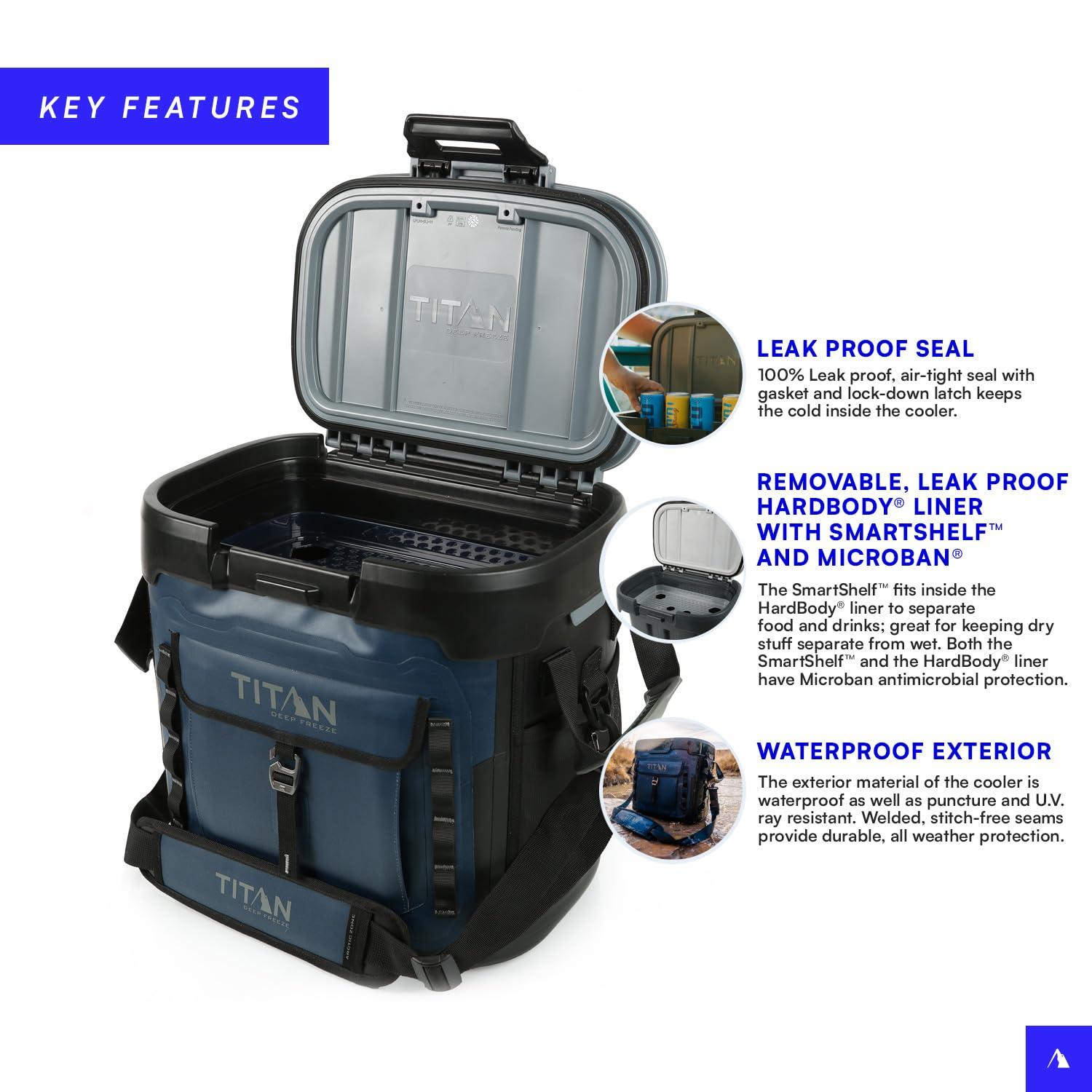 Arctic Zone Arctic Zone Titan Deep Freeze Cooler - 36 Can Zipperless Welded Cooler with Deep Freeze Insulation, Microban, HardBody Liner with SmartShelf - Cold Front Blue