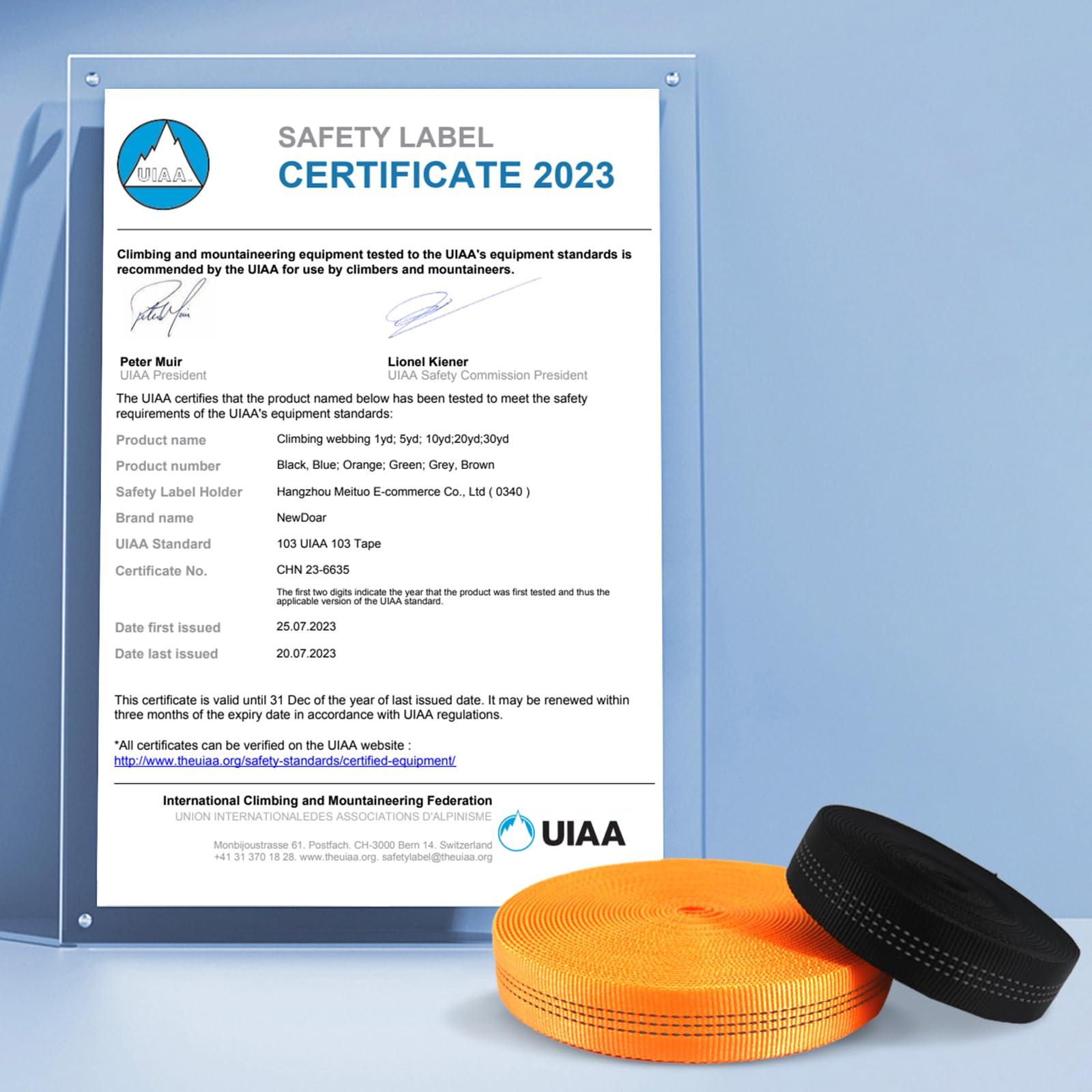 NewDoar NewDoar 1 Inch Nylon Webbing Strap/Tubular Climbing Webbing - Heavy Duty Strap for Rescue, Climbing, Harnesses, Rock Work, & Firefighting (Orange,5Yard)