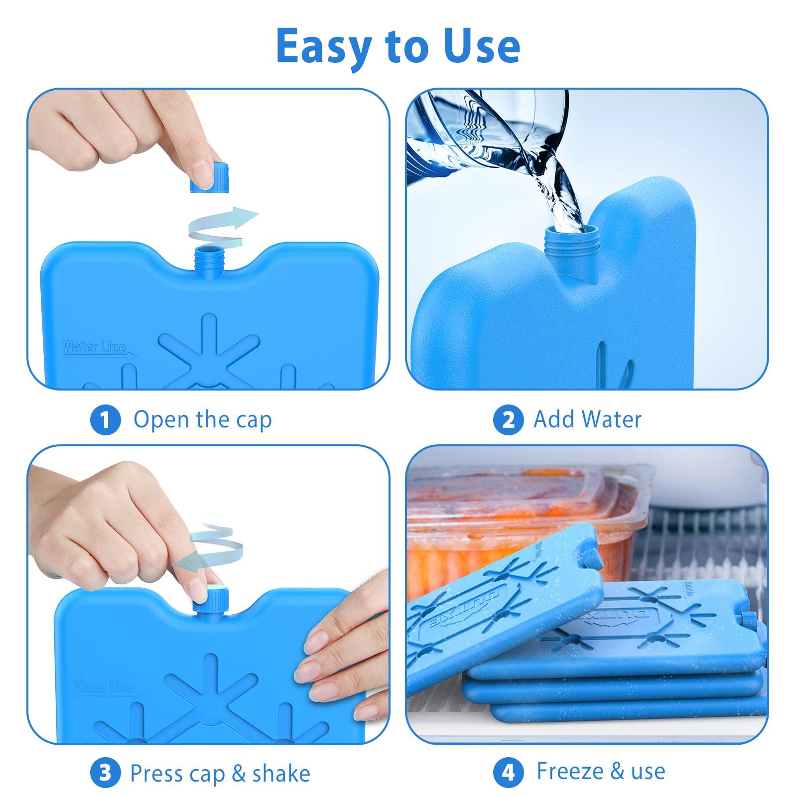 OUTXE OUTXE Ice Packs for Lunch Box 8 Pack- Reusable Ultra-Thin Freezer Packs - Long-Lasting Cool Packs for Coolers, Keep Food Fresh and Cold in Lunch Boxes and breastmilk Bags - 8 Pack (Blue)