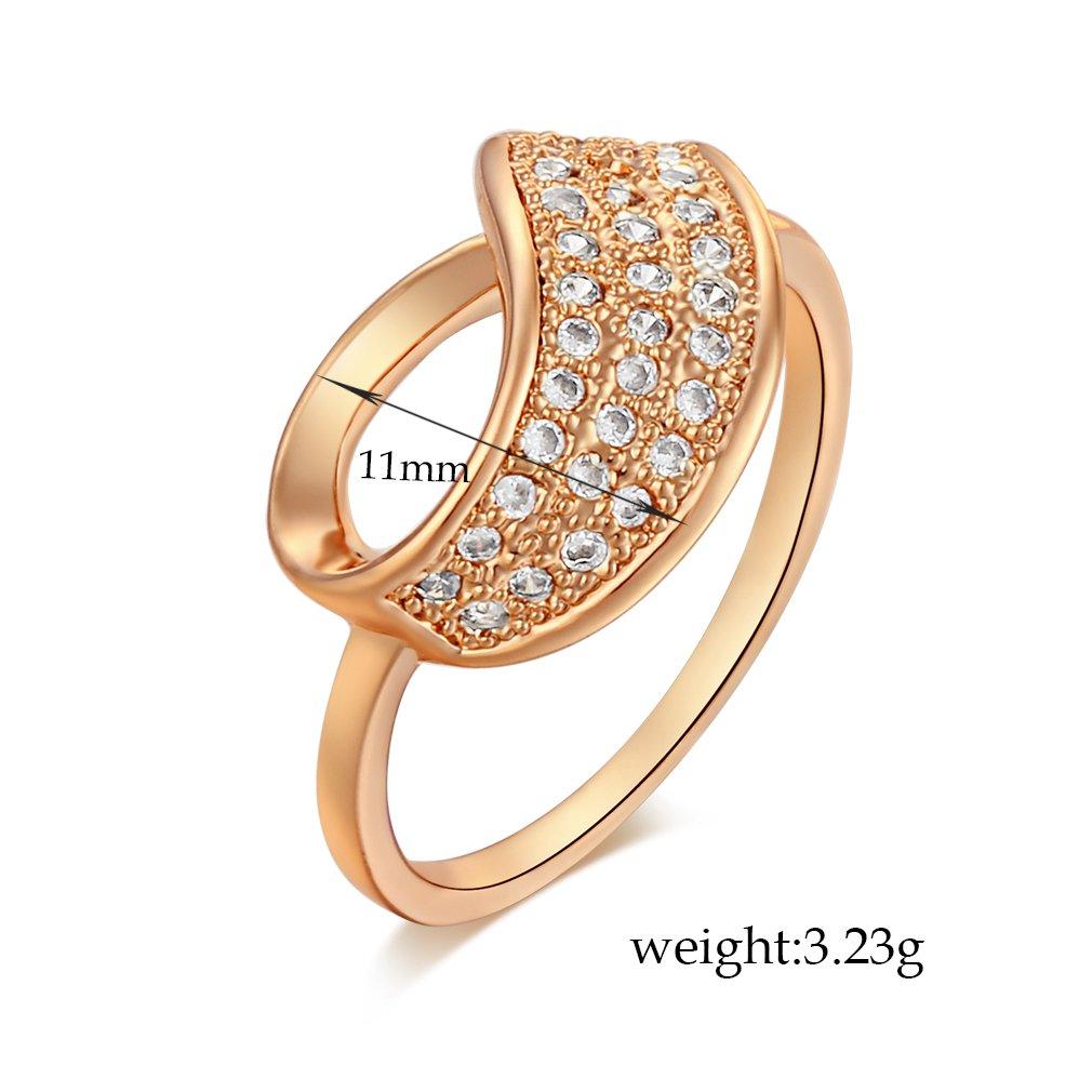 YAZILIND YAZILIND Special Design 18K Gold Plated Ring White Cubic Zirconia Decraion Size 8