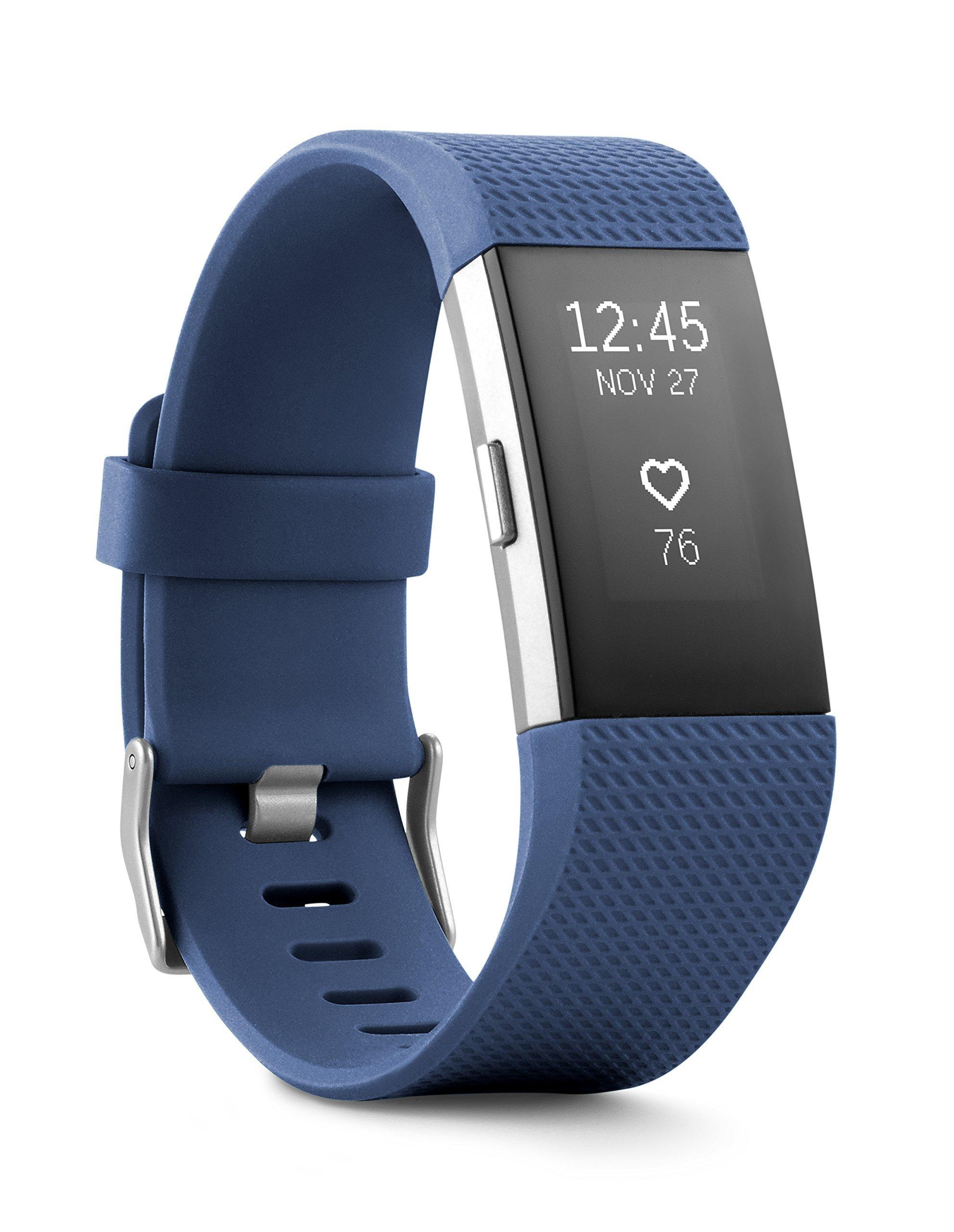 Fitbit Fitbit Charge 2 Heart Rate + Fitness Wristband, Blue, Large (6.7 - 8.1 Inch) (US Version) (Renewed)