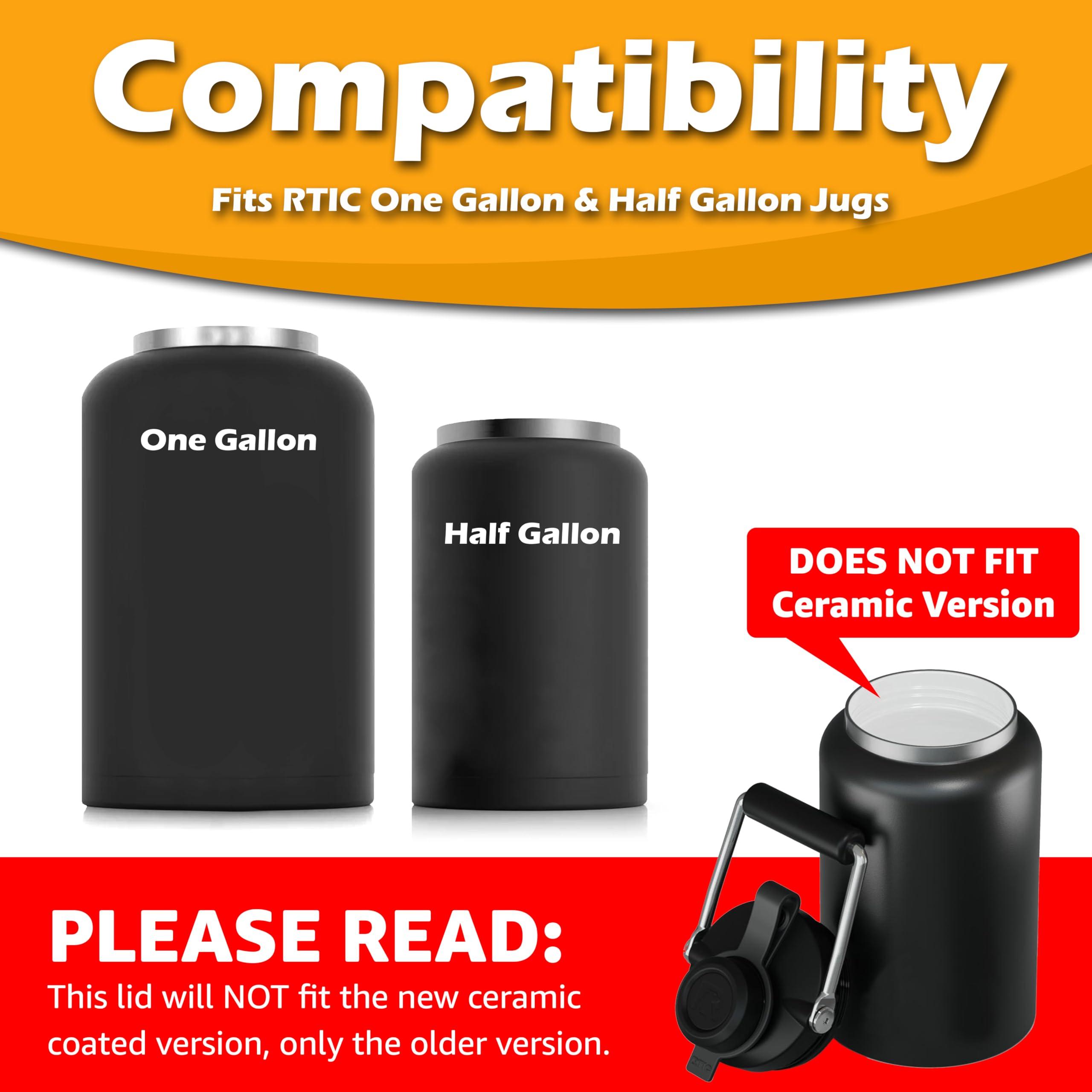 Jmoe USA Jmoe USA Improved Jug Lid for RTIC Half Gallon and One Gallon Jugs | Replacement Lid With Upgraded Features, Better Cap, Rubber Grip, Thicker Steel, and Better Gasket | Made of BPA Free Plastic