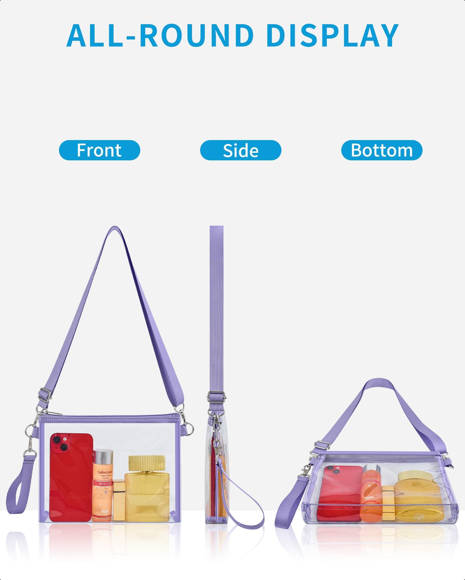 Bagenius Bagenius Clear Purse Stadium Approved for Women, Transparent Clear Bag with Removable Straps for Work Festival Sporting Events and Concert - Purple