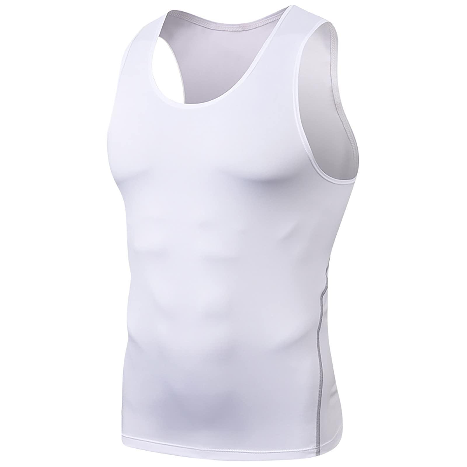 Ymosrh Sleeveless Shirts For Men, Men\'s Athletic Shirts & Tees Men Undershirts Tank Top Mens Muscle Tank Shirts Quick Drying Compression Shirt Slimming Body Shaper Vest Workout Tank Tops (3XL, White-1)