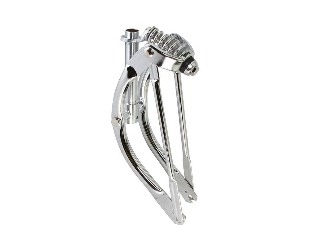 ALTALINE ALTALINE Chrome Plated 12\" Bicycle Bent Spring Steel Fork 1\" Threaded