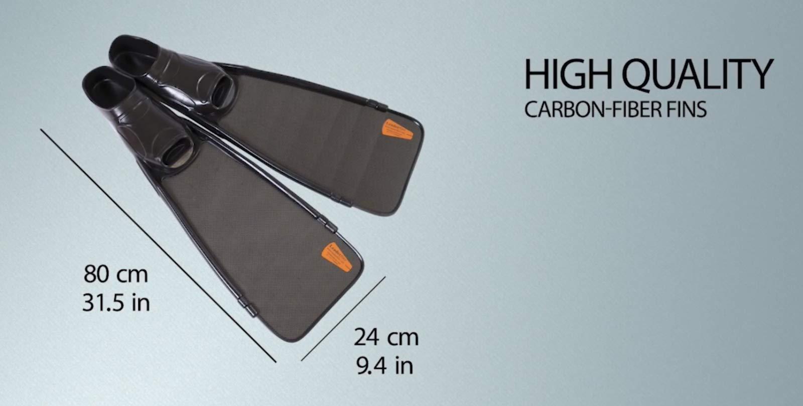 Leaderfins Leaderfins Short Black Carbon Fiber Freediving and Spearfishing Fins (EU 47-48 / US 13-14, Hard Stiffness)