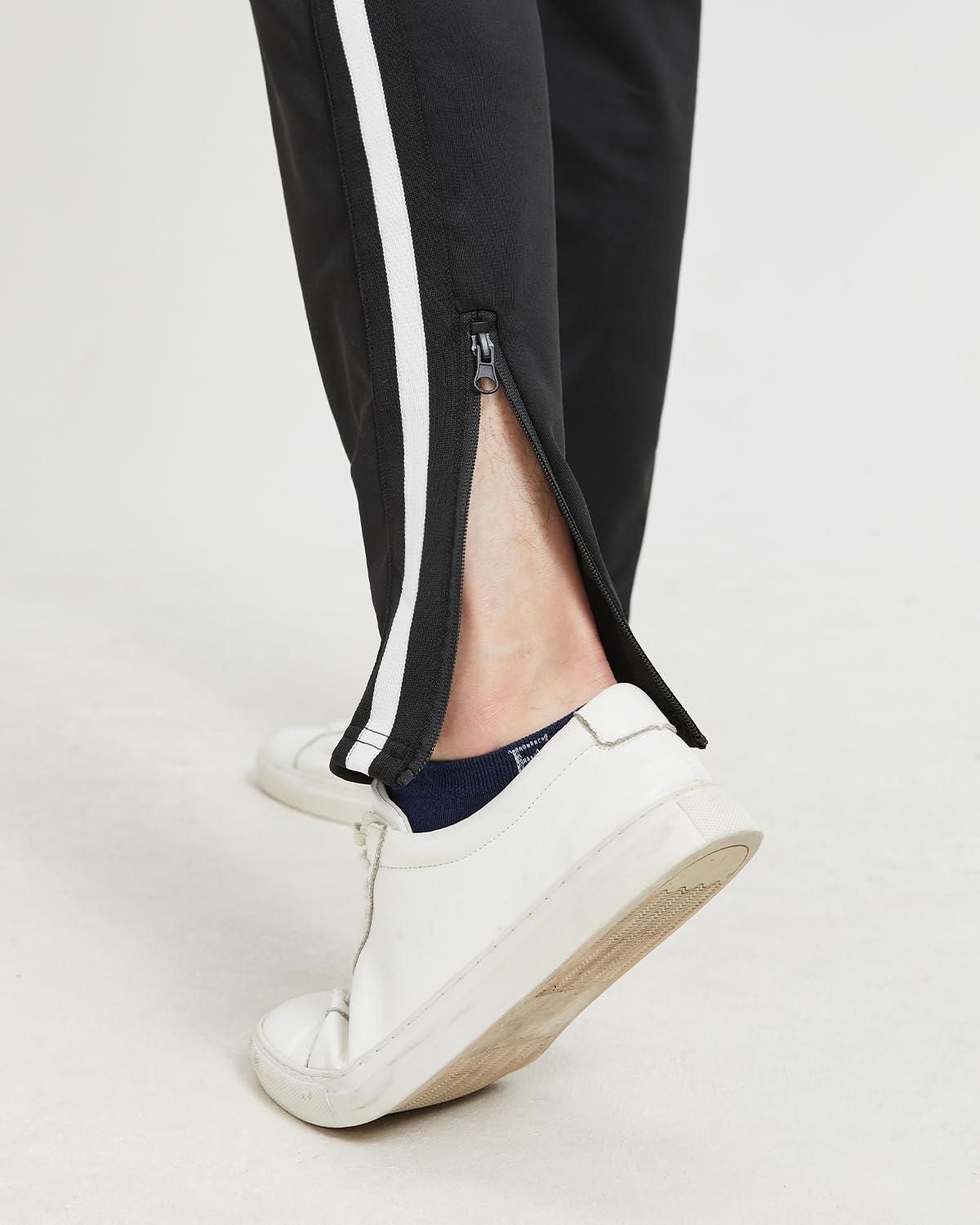 Zylioo Zylioo Tall Joggers for Men, Extra Long Inseam Sweatpants with 1-Side Stripe, Breathable Knit Fabric and Secure Zipper Pockets Black