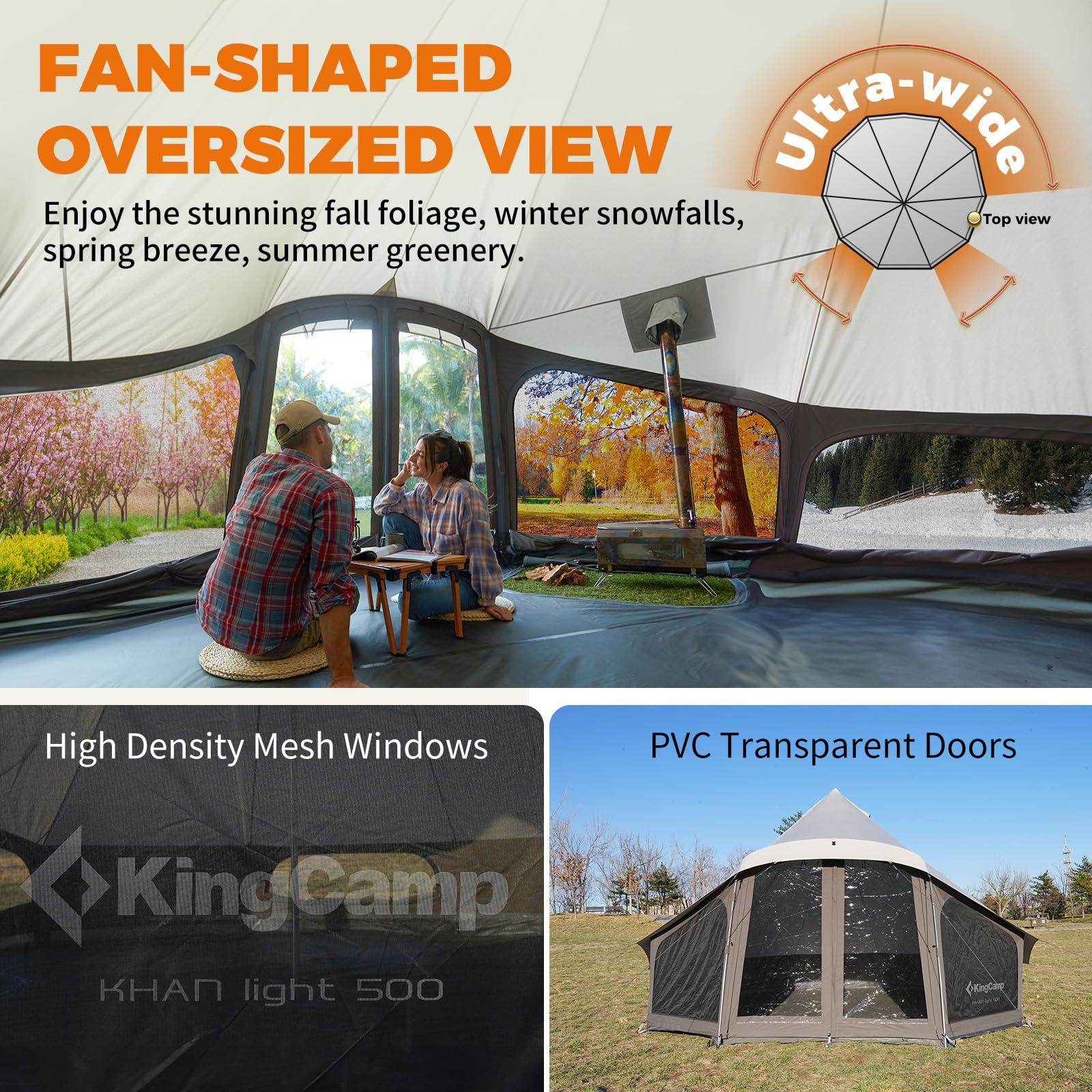 KingCamp KingCamp Canvas Tent for Camping, 4 Seasons Large Waterproof & Windproof Luxury Glamping Tent with Stove Jack for Family Outdoor Camping, Hunting & Parties