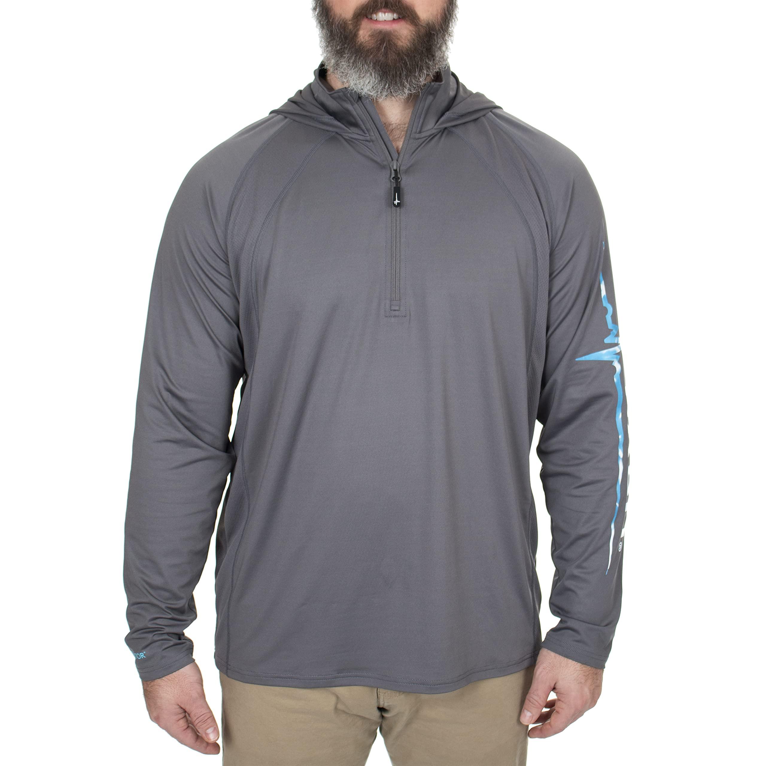 HABIT HABIT Men's Men's Hooded 1/4 Zip Performance Layer, Granite Gray, Large