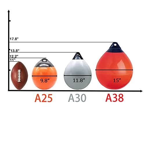 X-Haibei X-Haibei Pair of Boat Fenders Ball Round Anchor Buoy, Dock Bumper Ball Inflatable Vinyl Shield Protection Marine Mooring Buoys (White, A38(D14.9*H17.8 INCH))