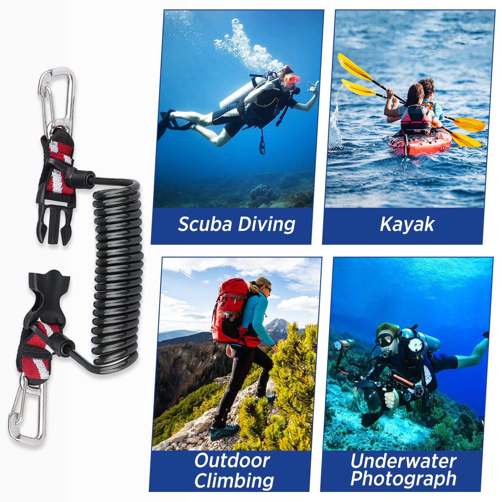 OVOVFANY OVOVFANY Scuba Diving Lanyard + Double-Clips Scuba Retractable Lanyard