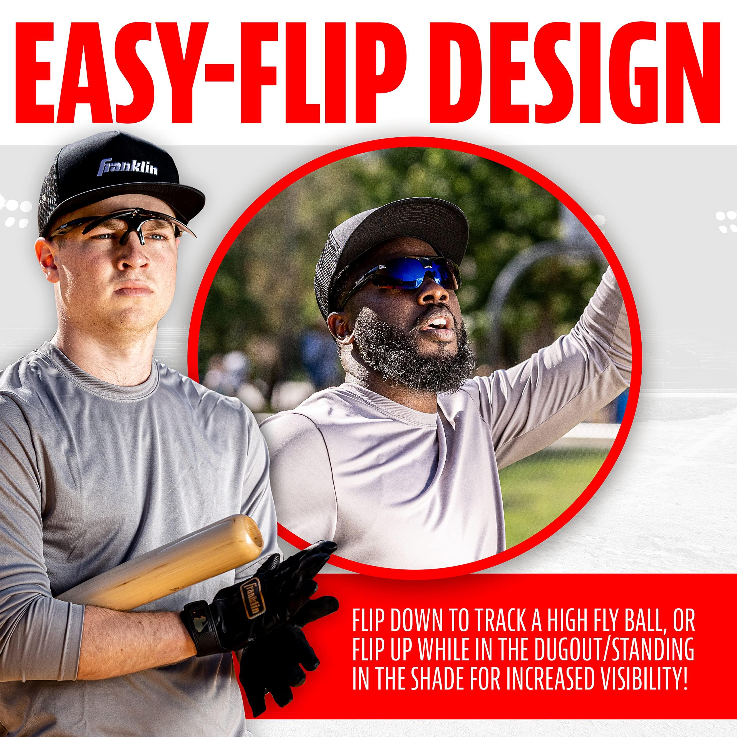 Franklin Sports Franklin Sports MLB - Flip Up Baseball + Softball Sunglasses for Kids + Adults - Lightweight Sport Sunglasses for UV Protection, Black