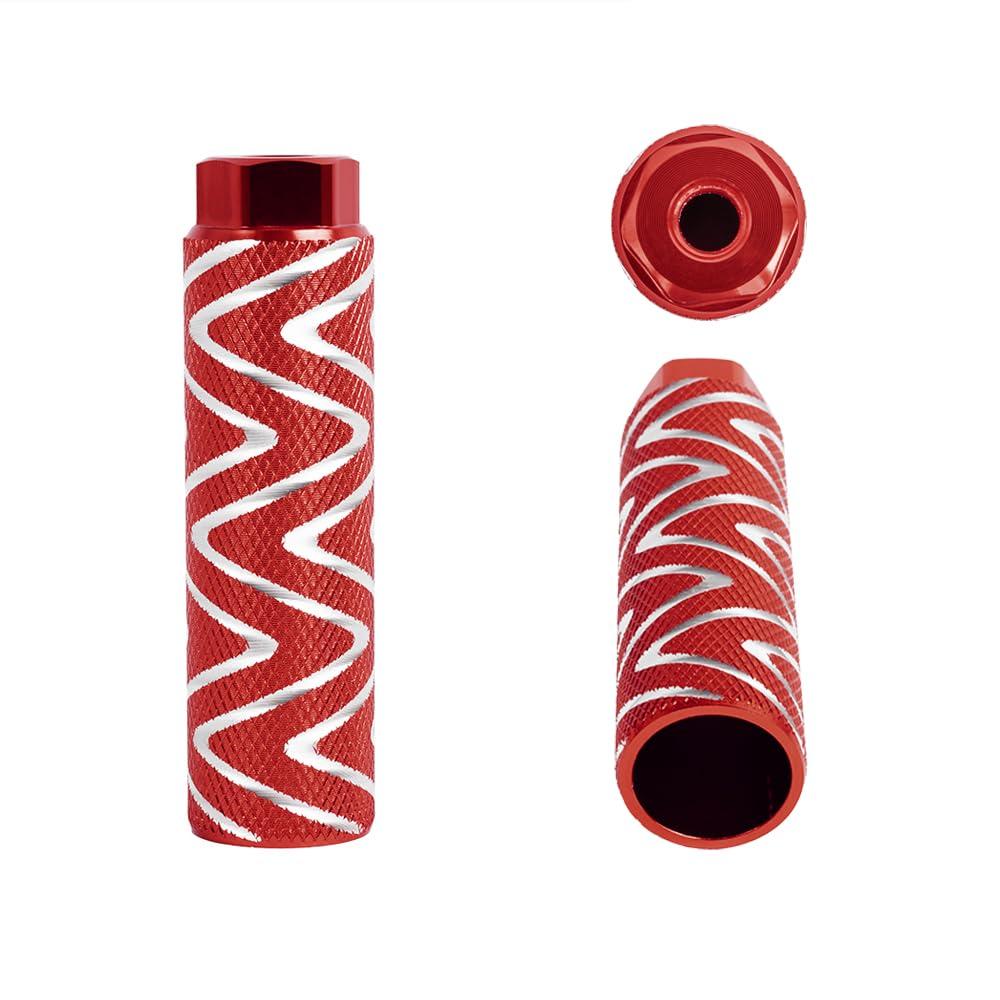 KINSPORY KINSPORY 4PC Bike Pegs for 3/8 inch Axles, Aluminum Alloy Anti-Skid BMX Bicycle Pegs for Mountain Bike Backseats Stands Cycling Rear Stunt Pegs (W' Red)