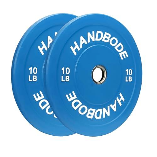 HANDBODE HANDBODE Bumper Plates Olympic Weight Plates, Colored Rubber plate for Weight Lifting and Strength Training 100LB