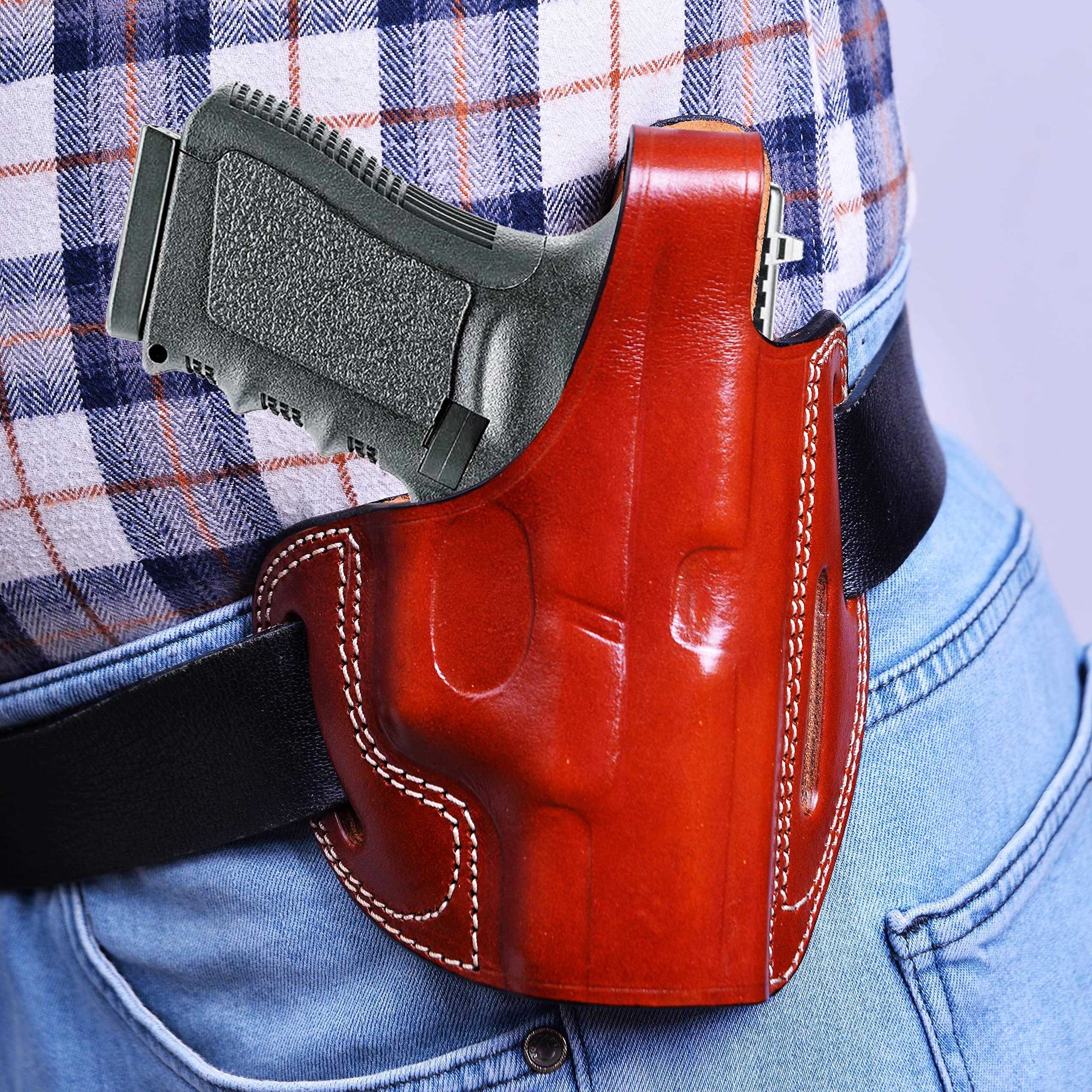 PulsarHolster Premium Leather Holster fits CZ 75D SP01 P01 P10S P07 Duty 2075 Rami Shadow 2, Handmade, Right Handed, 3 Slot Style - PulsarHolster (Brown, CZ Shadow 2)
