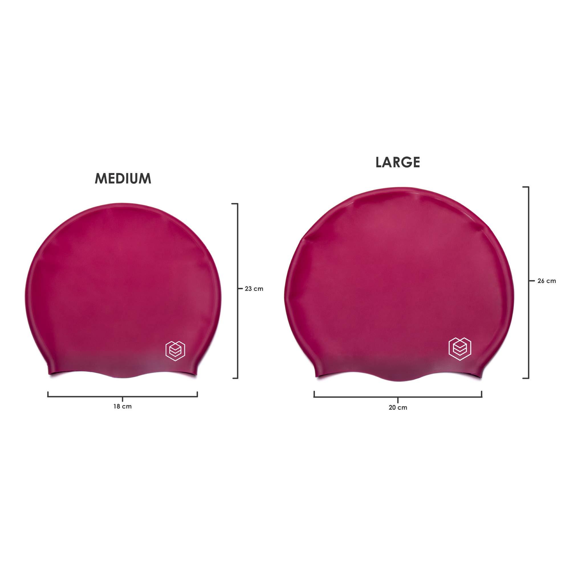 SOUL CAP SOUL CAP JR - Large Swimming Cap for Children - Designed for Long Hair, Dreadlocks, Weaves, Hair Extensions, Braids, Curls & Afros - Silicone (Large, Burgundy)
