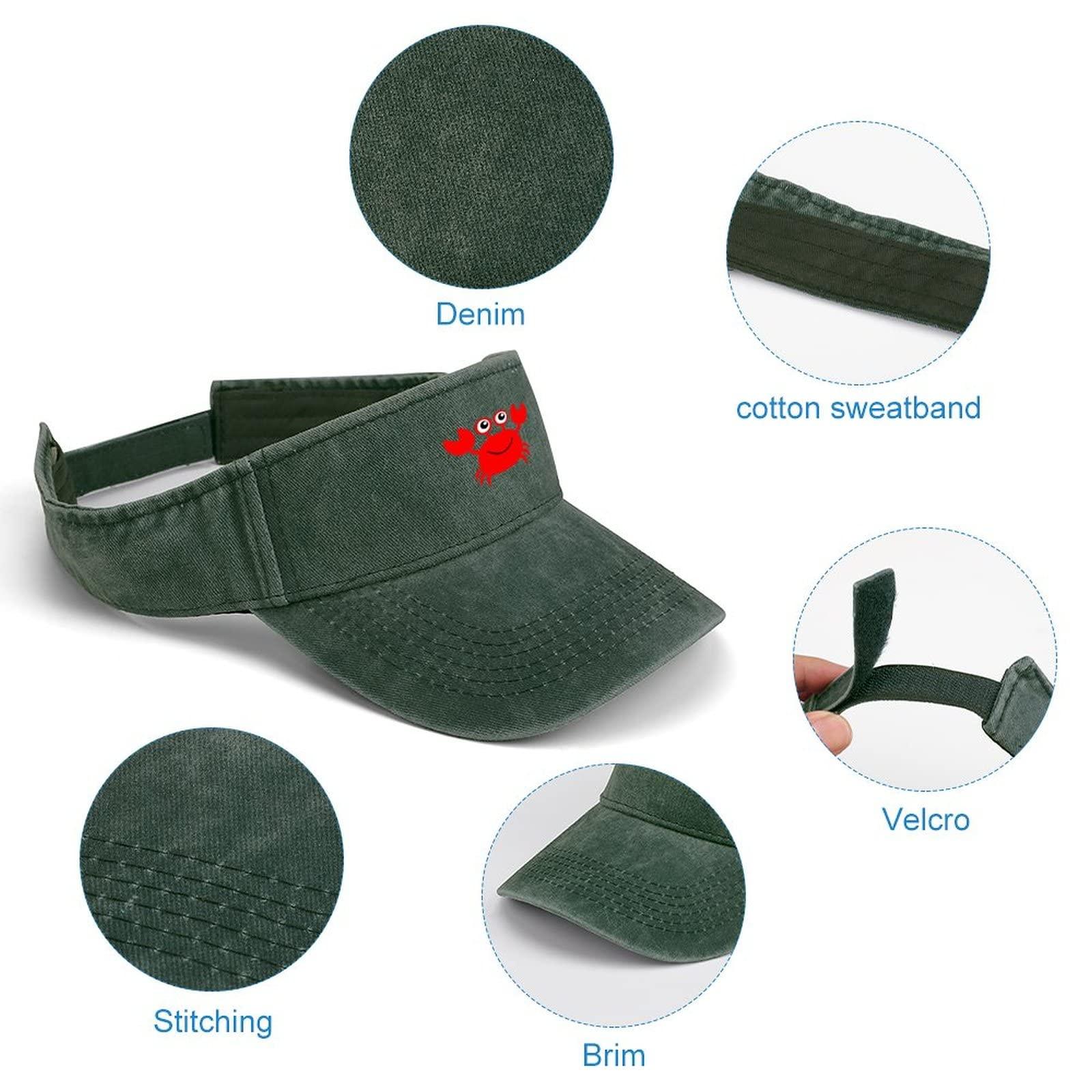 WEEDKEYCAT WEEDKEYCAT Cute Crab Unisex Sunscreen Baseball Cap Empty Top Sun Visor Hats for Summer Outdoor Sports Army Green-Style