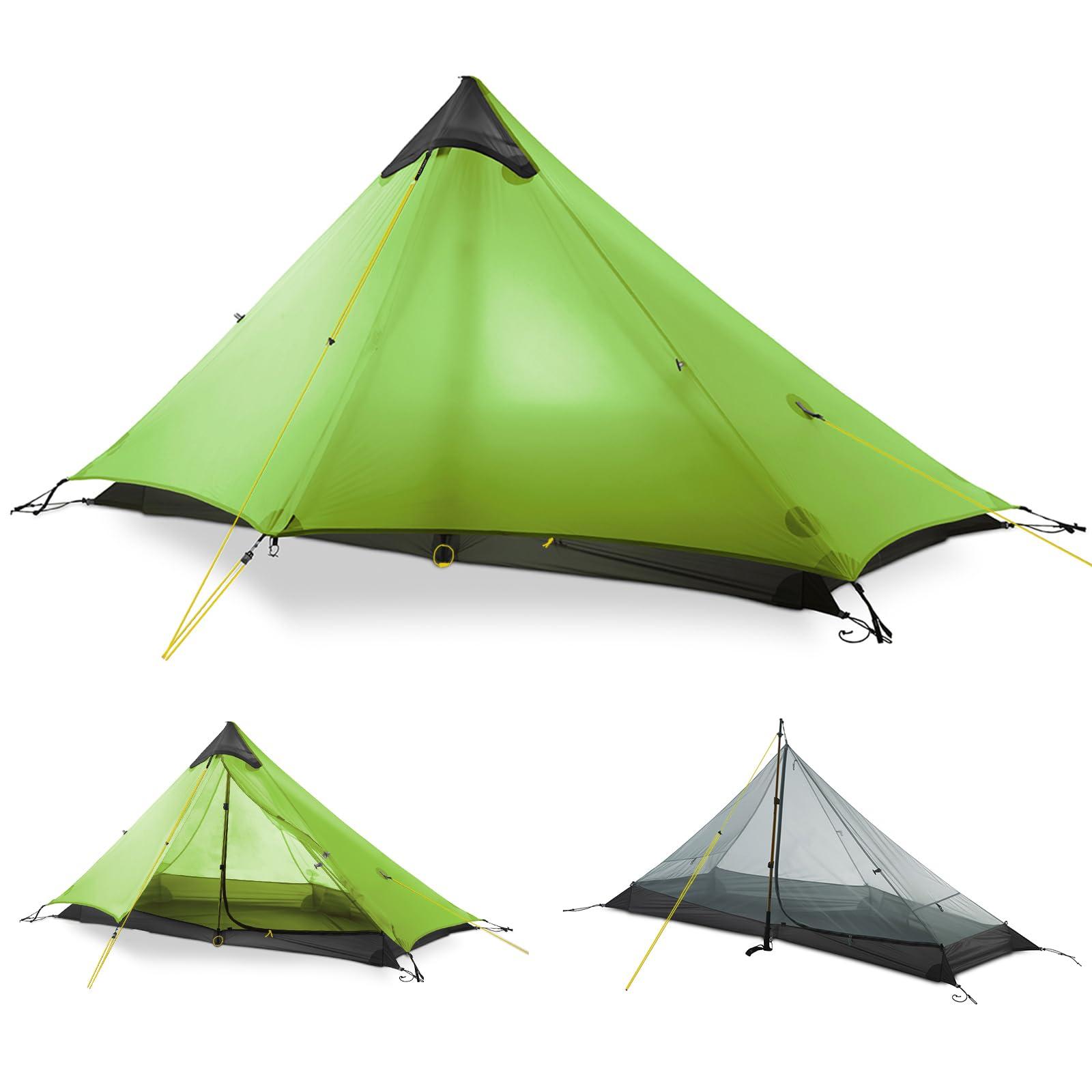 MIER LANSHAN Ultralight Tent 3-Season Waterproof Backpacking Tent for 1-Person Camping, Trekking, Climbing, Hiking, 1 Person, Green