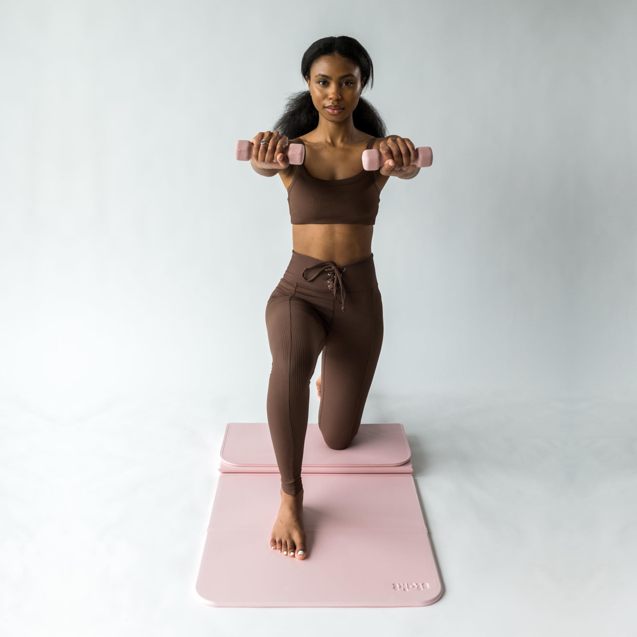 Stakt Stakt Foldable Multi-Purpose Fitness & Yoga Mat with Patented Design, Workout Mat with Non-Slip Surface, Portable & Lightweight, For Studio or Home Use, As Seen on Shark Tank (Rosewater)