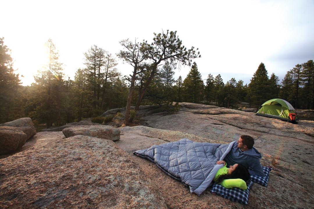 Coleman Coleman 45F Double Sleeping Bag, Queen Size XL Sleeping Bag with Big & Tall Design, 2 Sleeping Bags When Zipped Apart, 3-Layer Comfort with Snag-Free Zipper & Stuff Sack, Machine Washable